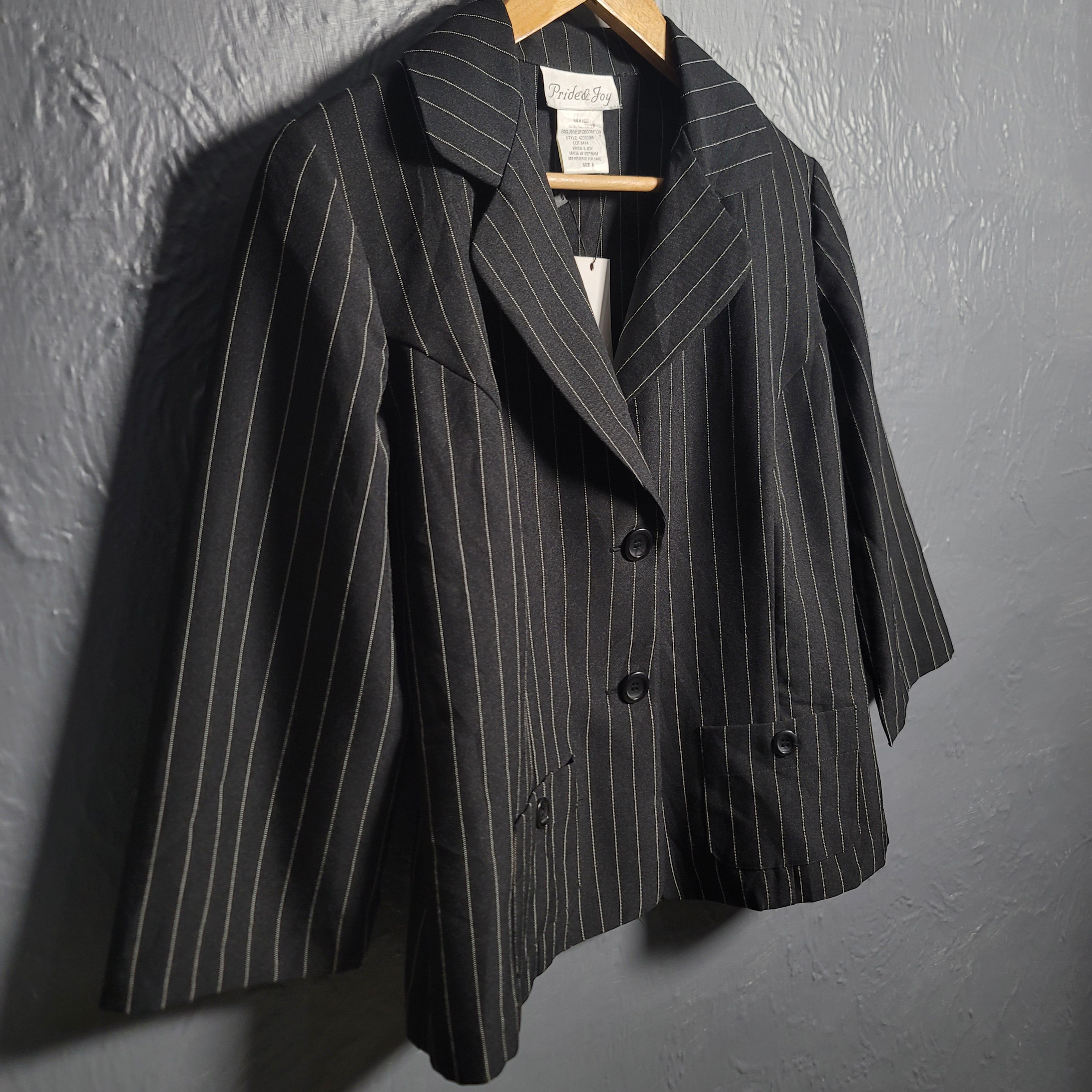 Women's Pride and joy cropped blazer jacket with white thread stripes - THE GREY AREA