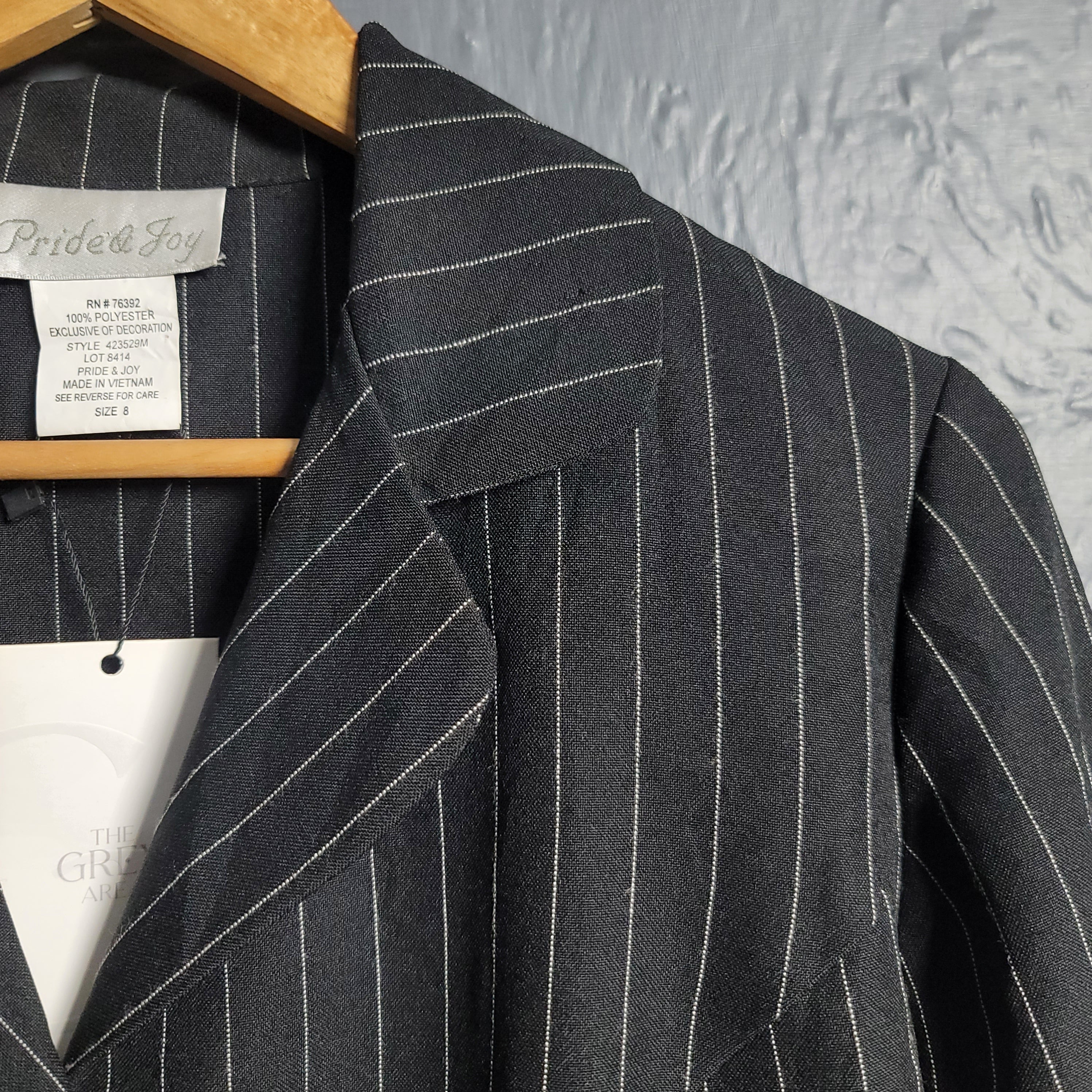 Women's Pride and joy cropped blazer jacket with white thread stripes - THE GREY AREA