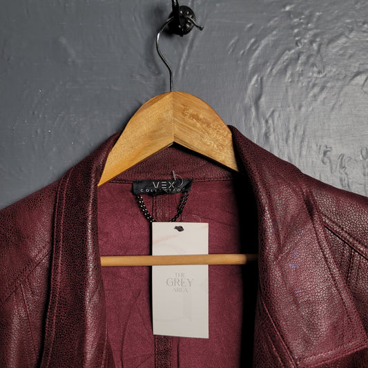 Women's Burgundy Red Vex Faux Leather Jacket - THE GREY AREA