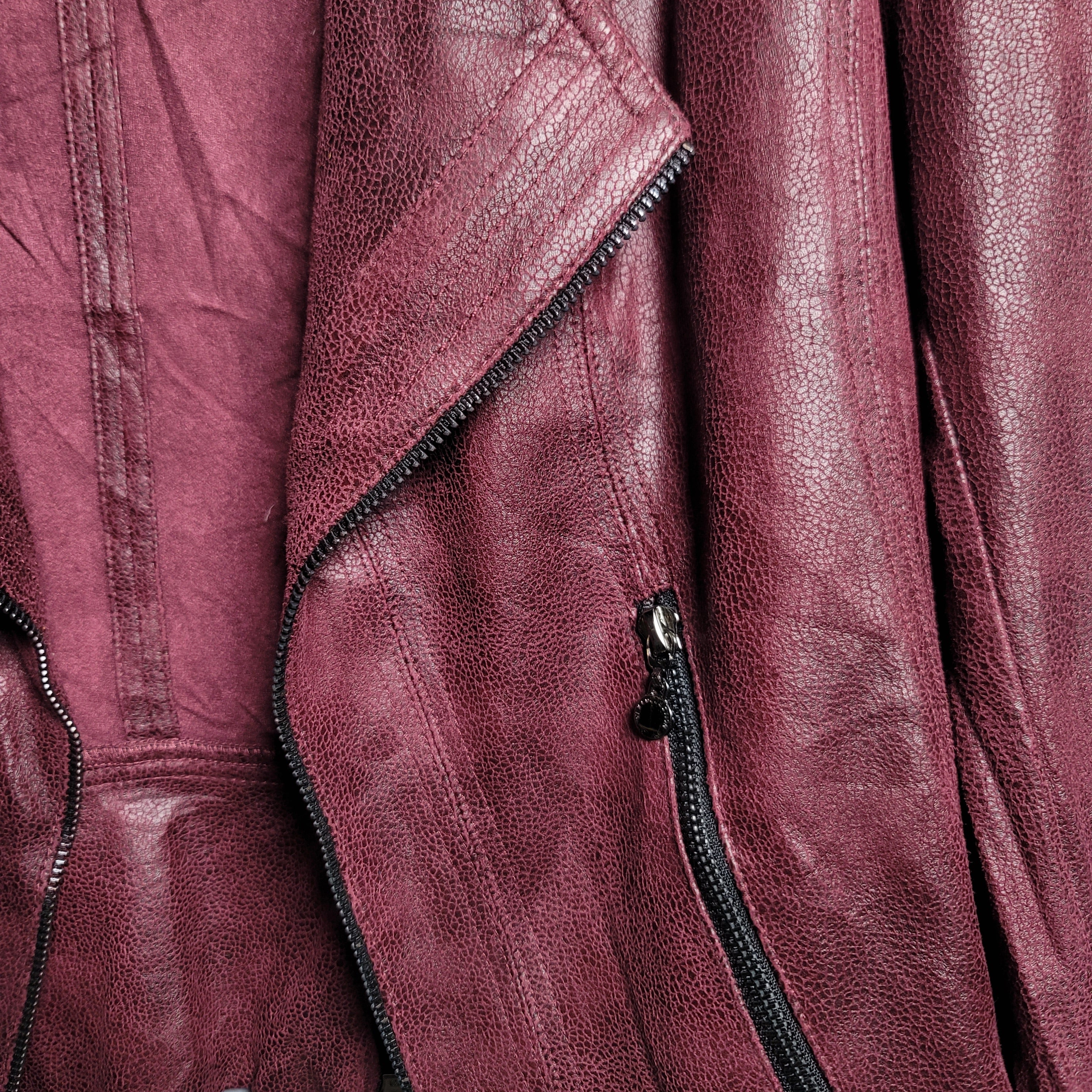Women's Burgundy Red Vex Faux Leather Jacket - THE GREY AREA
