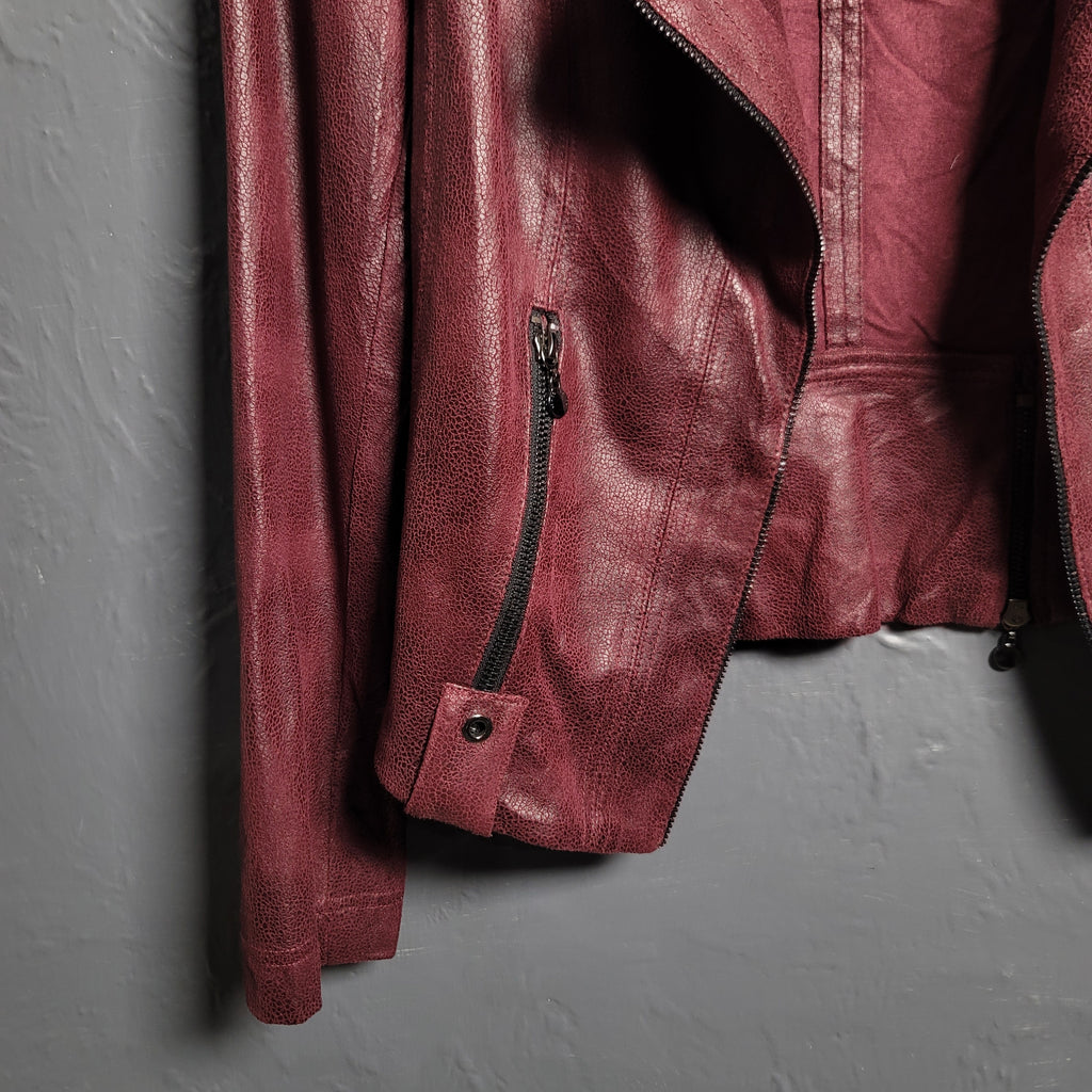 Women's Burgundy Red Vex Faux Leather Jacket - THE GREY AREA