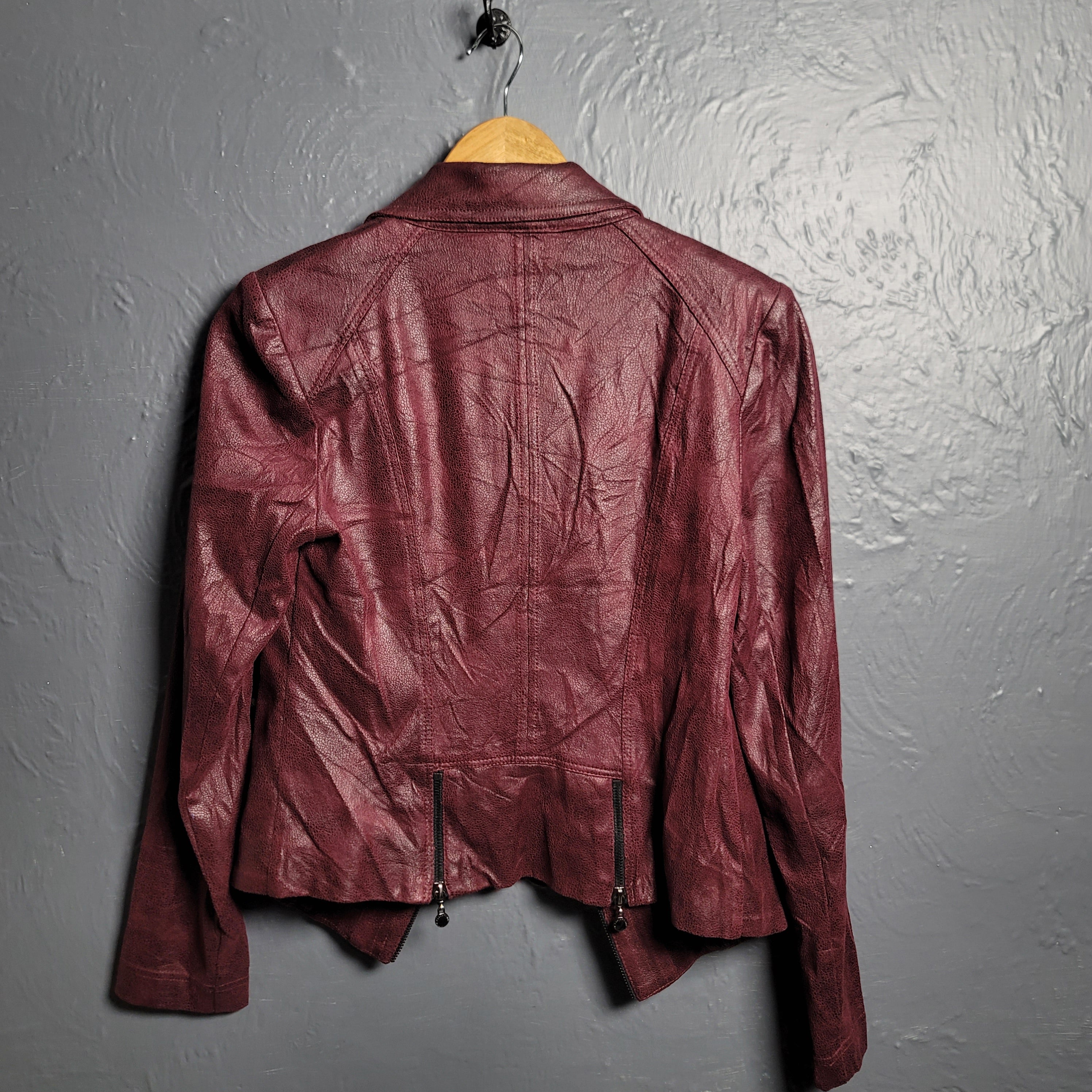 Women's Burgundy Red Vex Faux Leather Jacket - THE GREY AREA