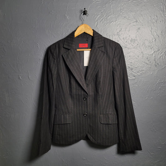 Women's Hugo Boss pin striped single-breasted jacket with notch lapels - THE GREY AREA