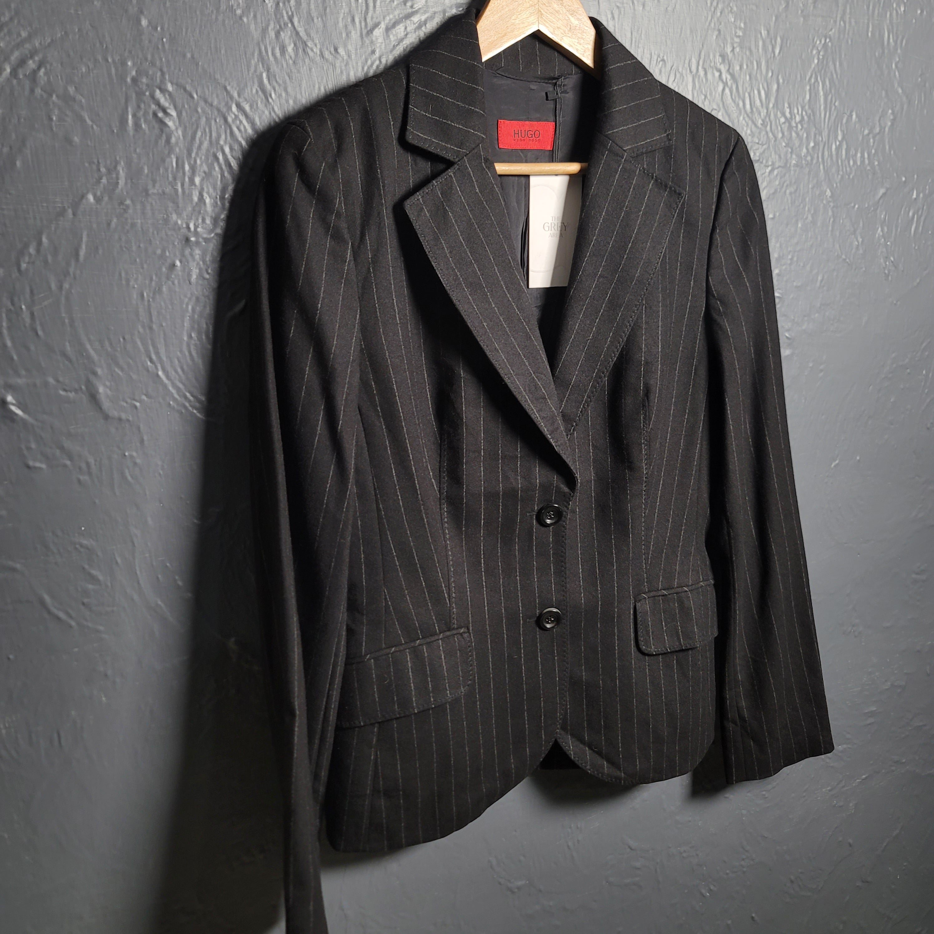 Women's Hugo Boss pin striped single-breasted jacket with notch lapels - THE GREY AREA