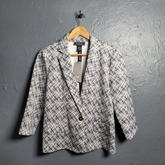 Women's NYCC Designer Black/White patterned Blazer - THE GREY AREA