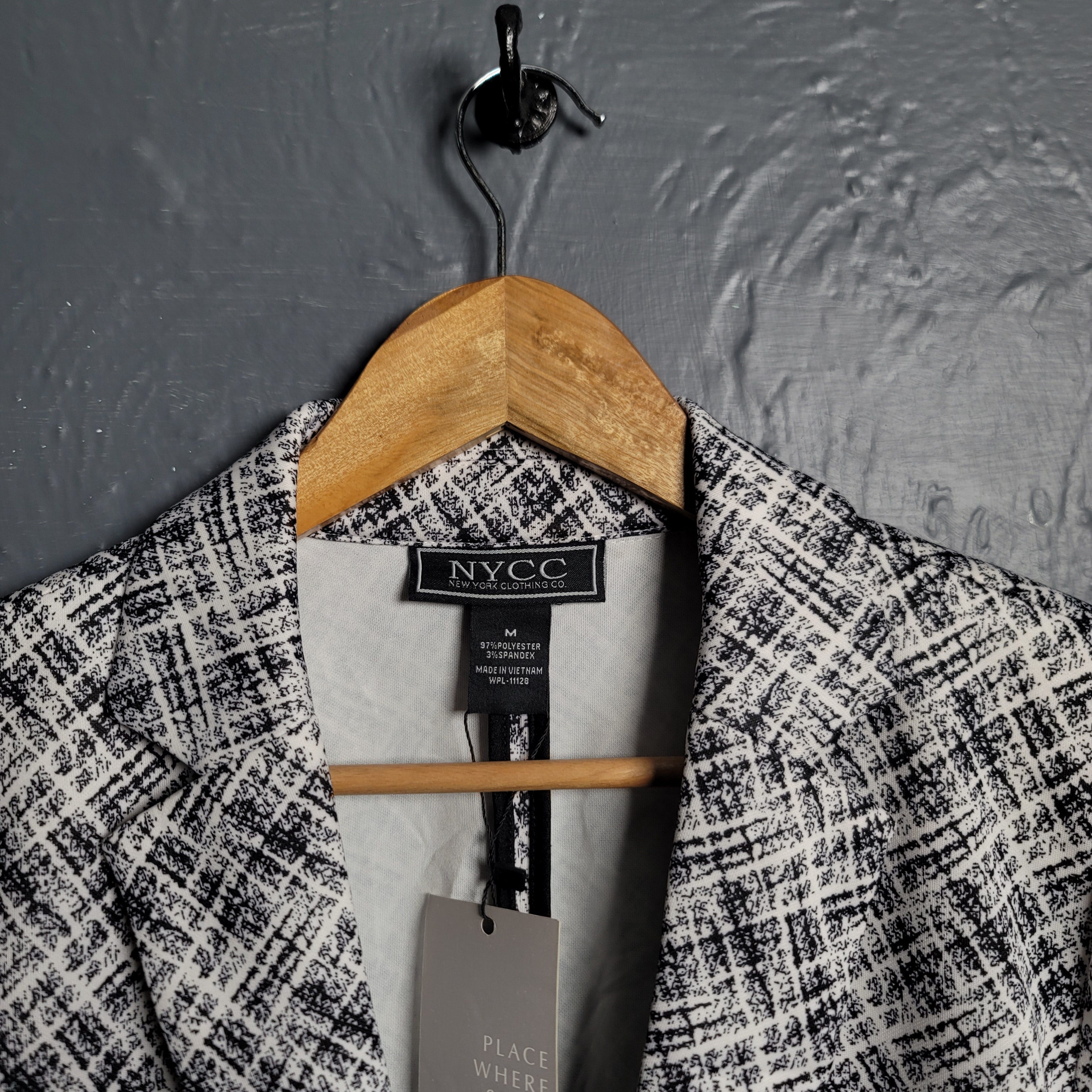 Women's NYCC Designer Black/White patterned Blazer - THE GREY AREA