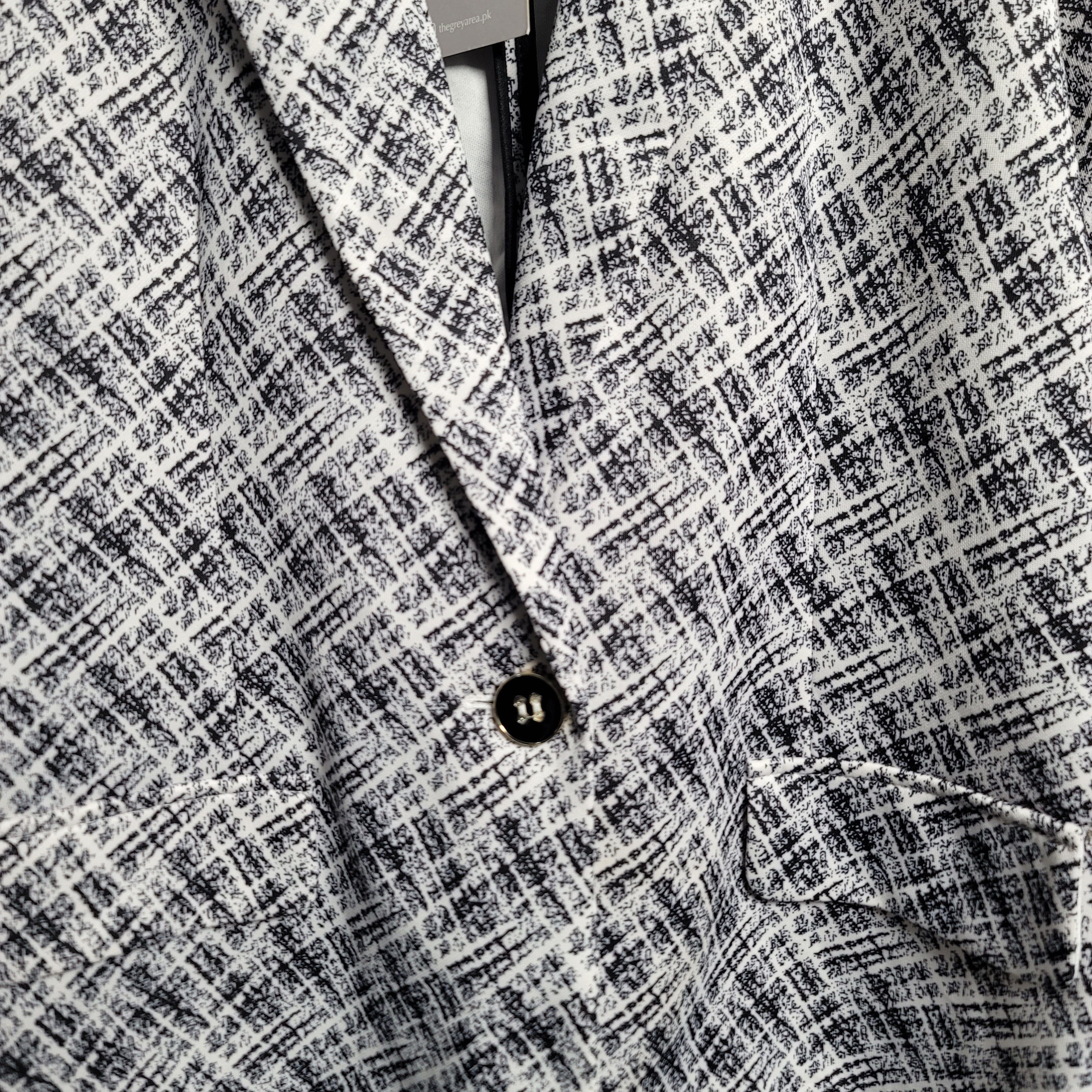 Women's NYCC Designer Black/White patterned Blazer - THE GREY AREA