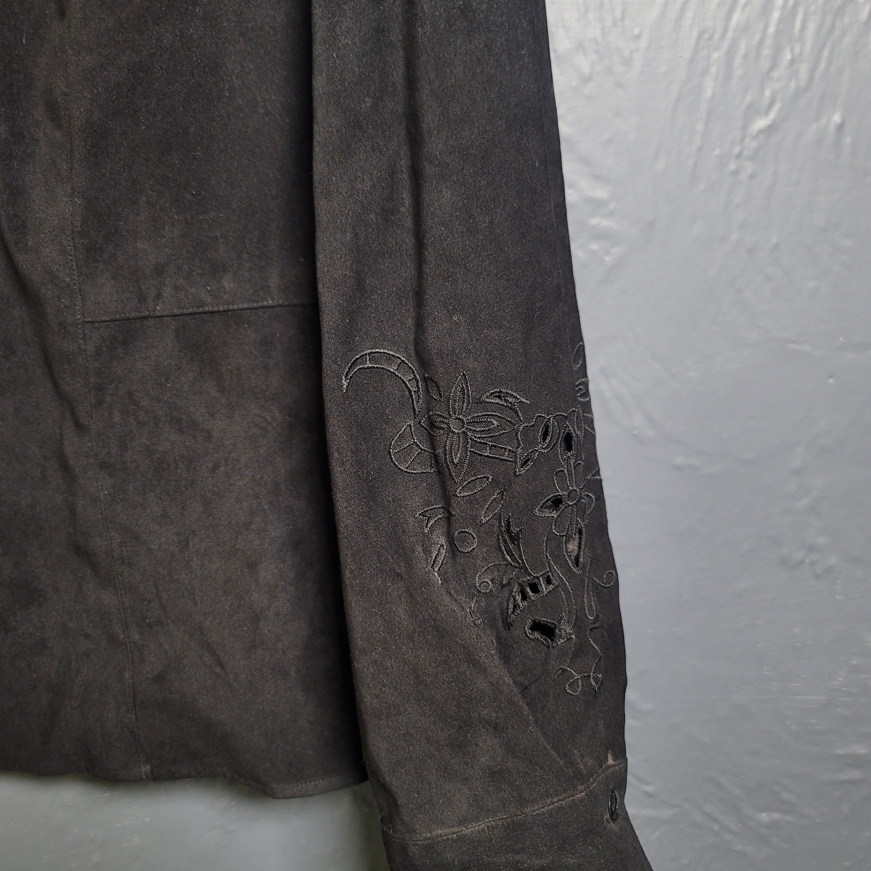 Women's Black Faux Suede Shirt Button Up Long Sleeve - THE GREY AREA