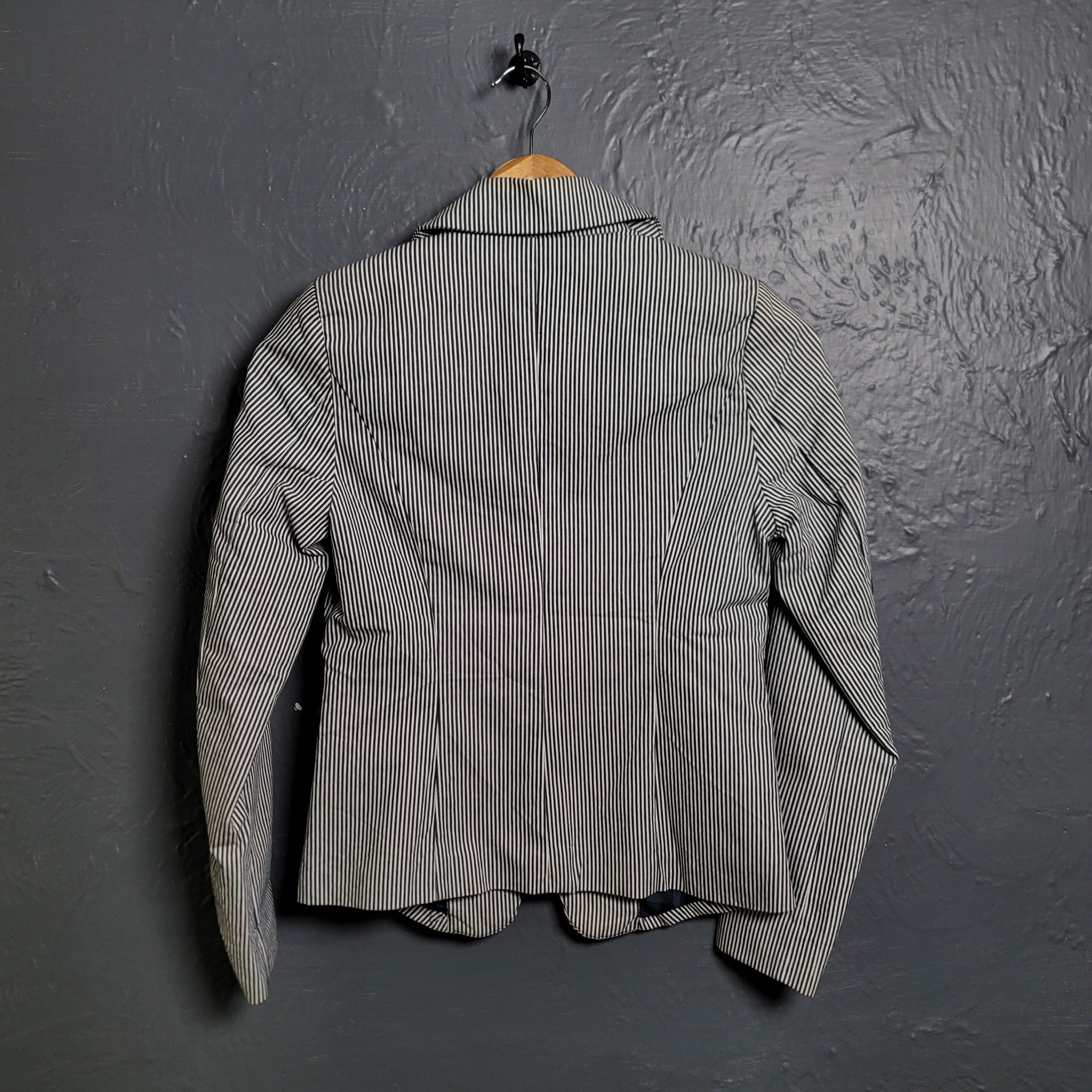 Reitmans Women's Blue Striped Cotton Blend Blazer - THE GREY AREA