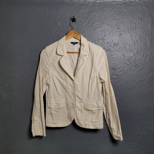 Women's off-white 3 button casual blazer jacket by Reitmans - THE GREY AREA