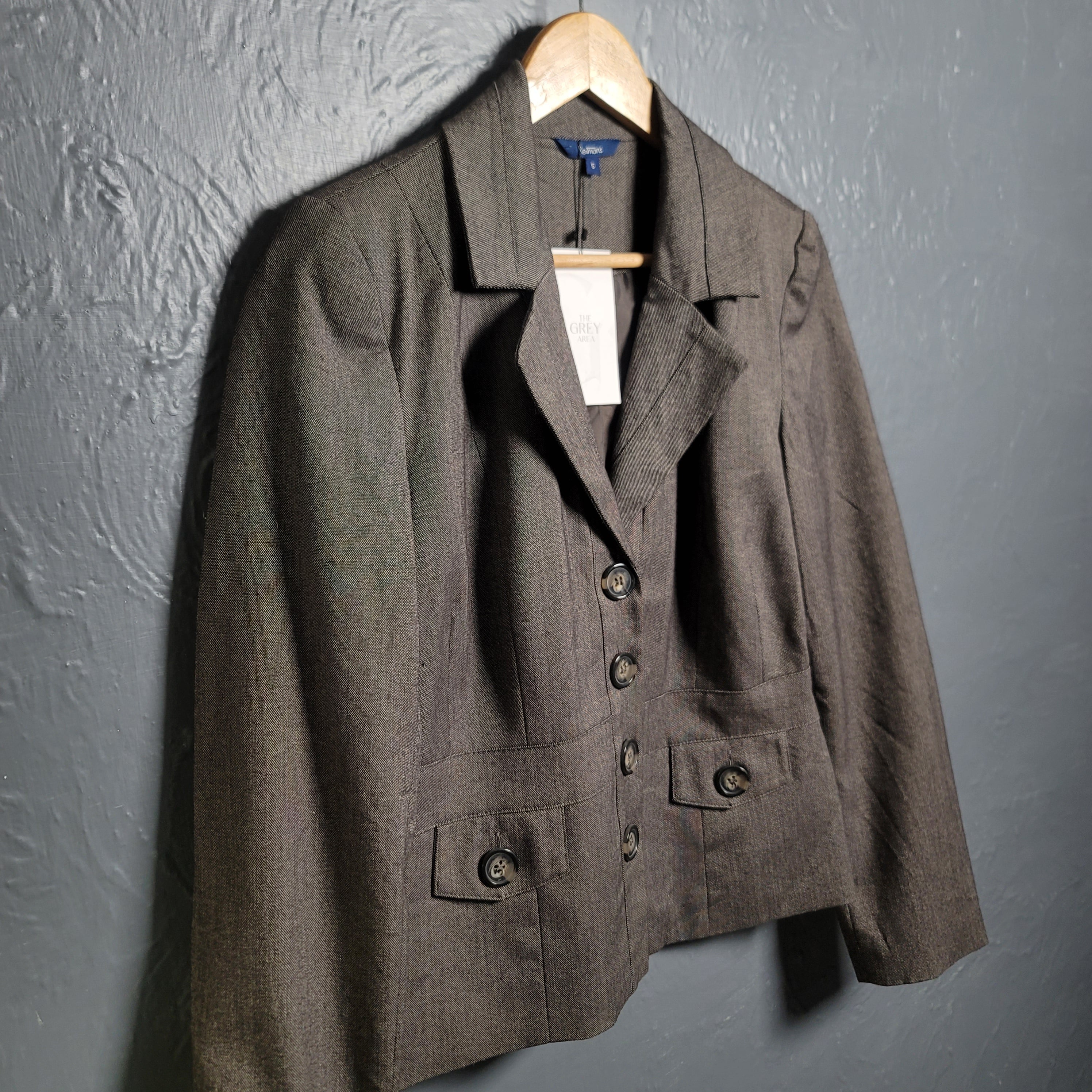 Reitmans Women's  Dark Chocolate 4 Button Blazer Jacket - THE GREY AREA