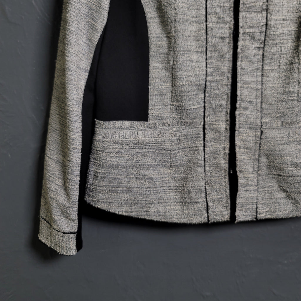 DEX Black & Grey Tweed Zip-Up Fashion Jacket - THE GREY AREA