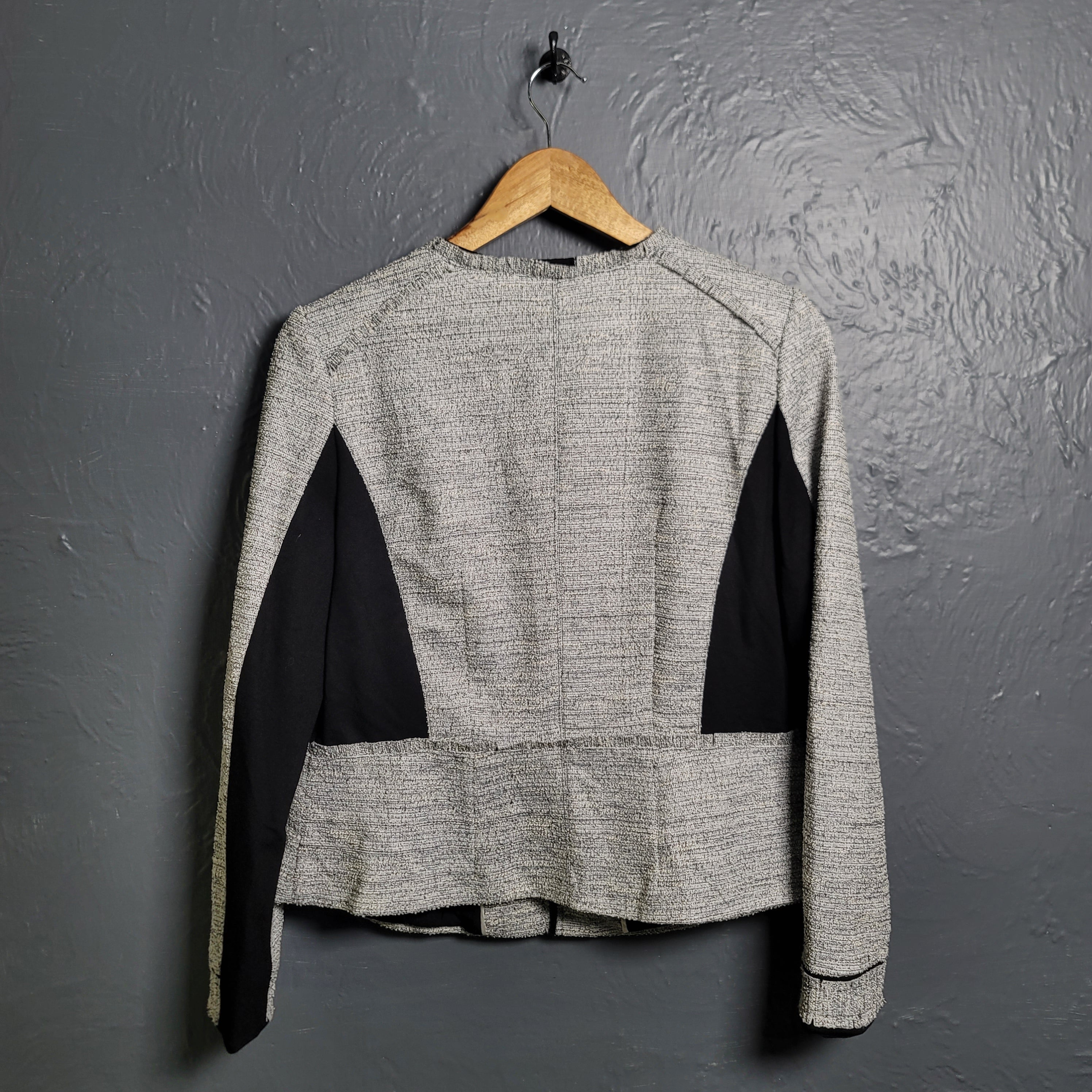 DEX Black & Grey Tweed Zip-Up Fashion Jacket - THE GREY AREA