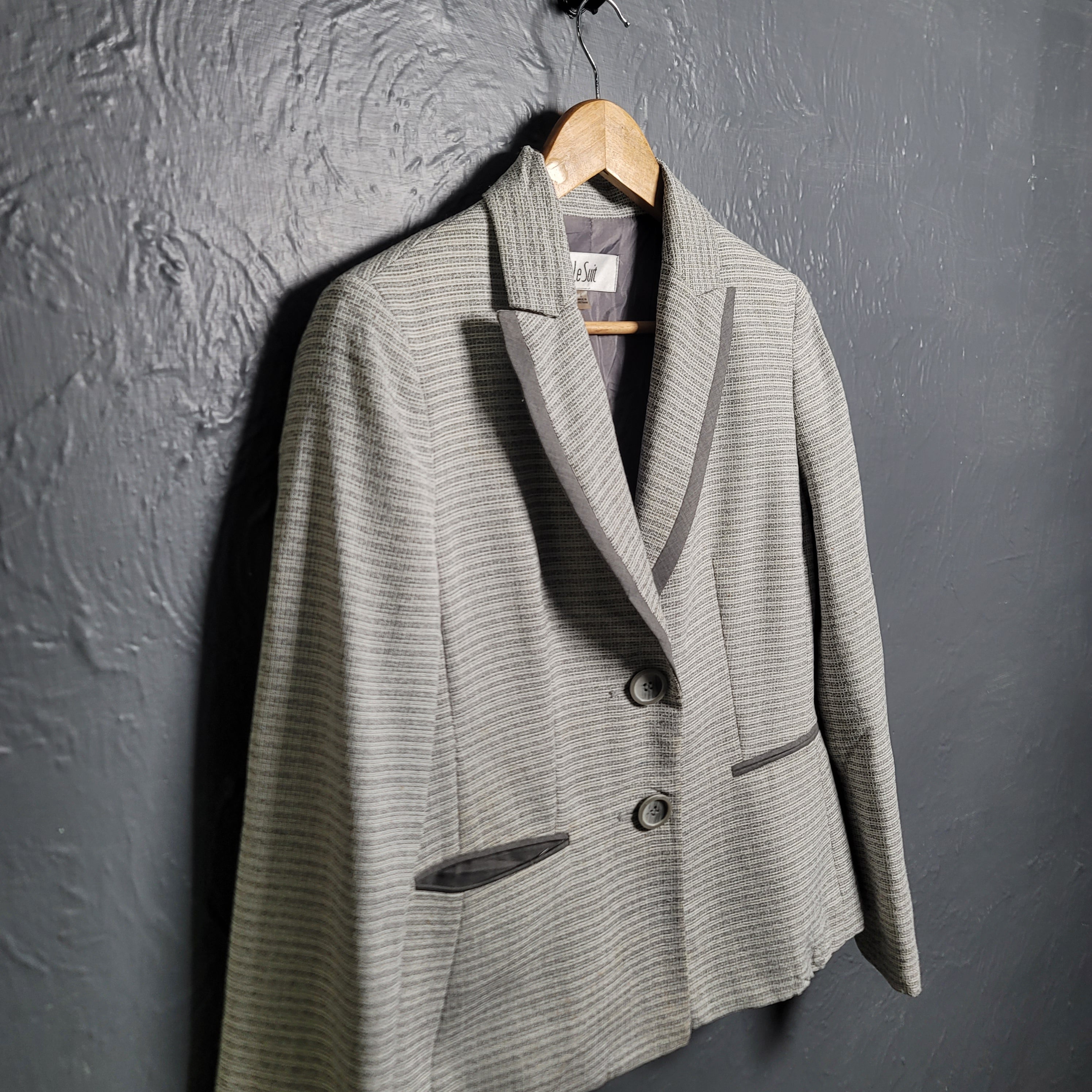 Women's Le Suit Separates Grey textured Blazer Suit Jacket - THE GREY AREA