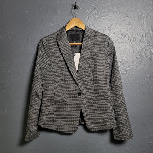 Women's metallic grey printed blazer jacket - THE GREY AREA