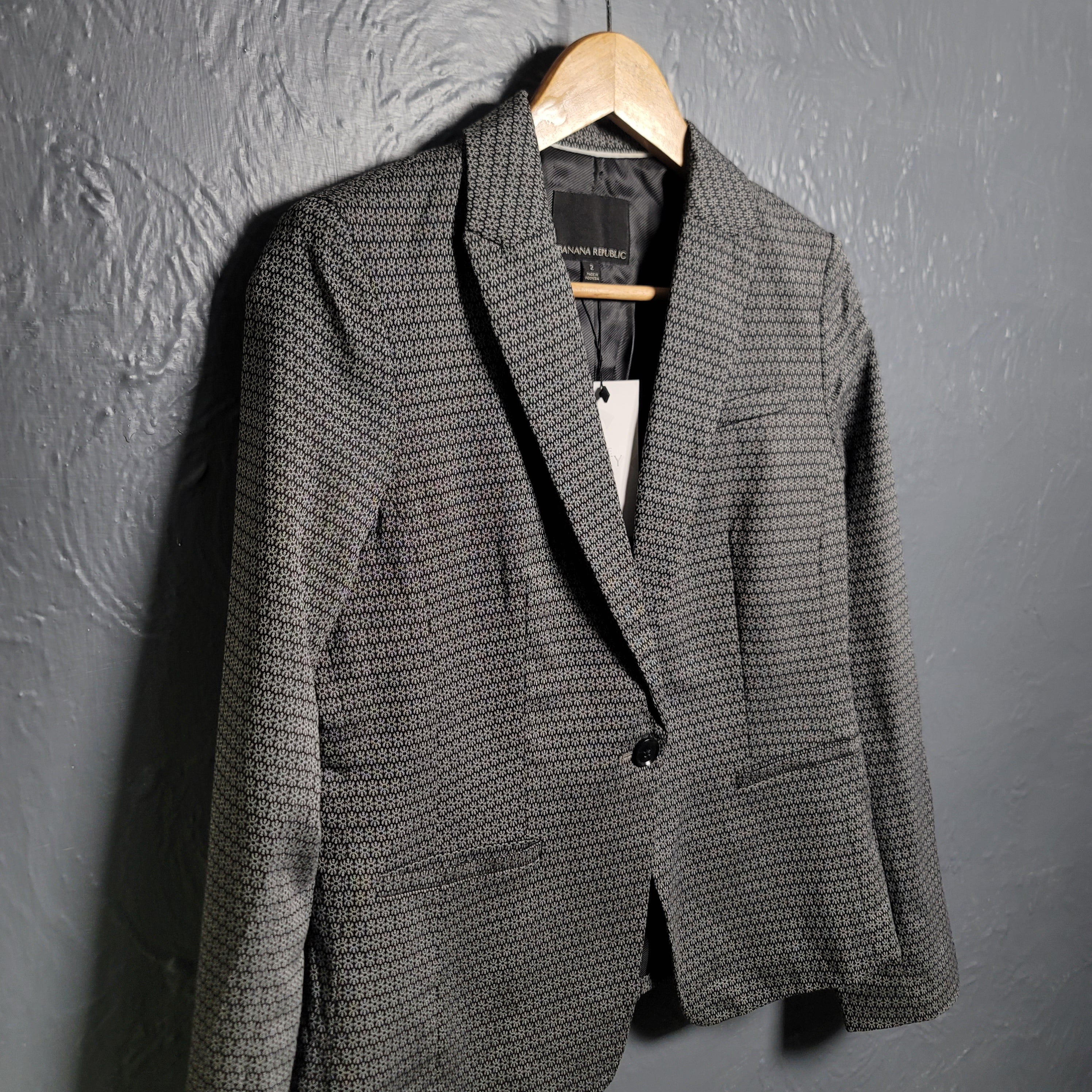 Women's metallic grey printed blazer jacket - THE GREY AREA