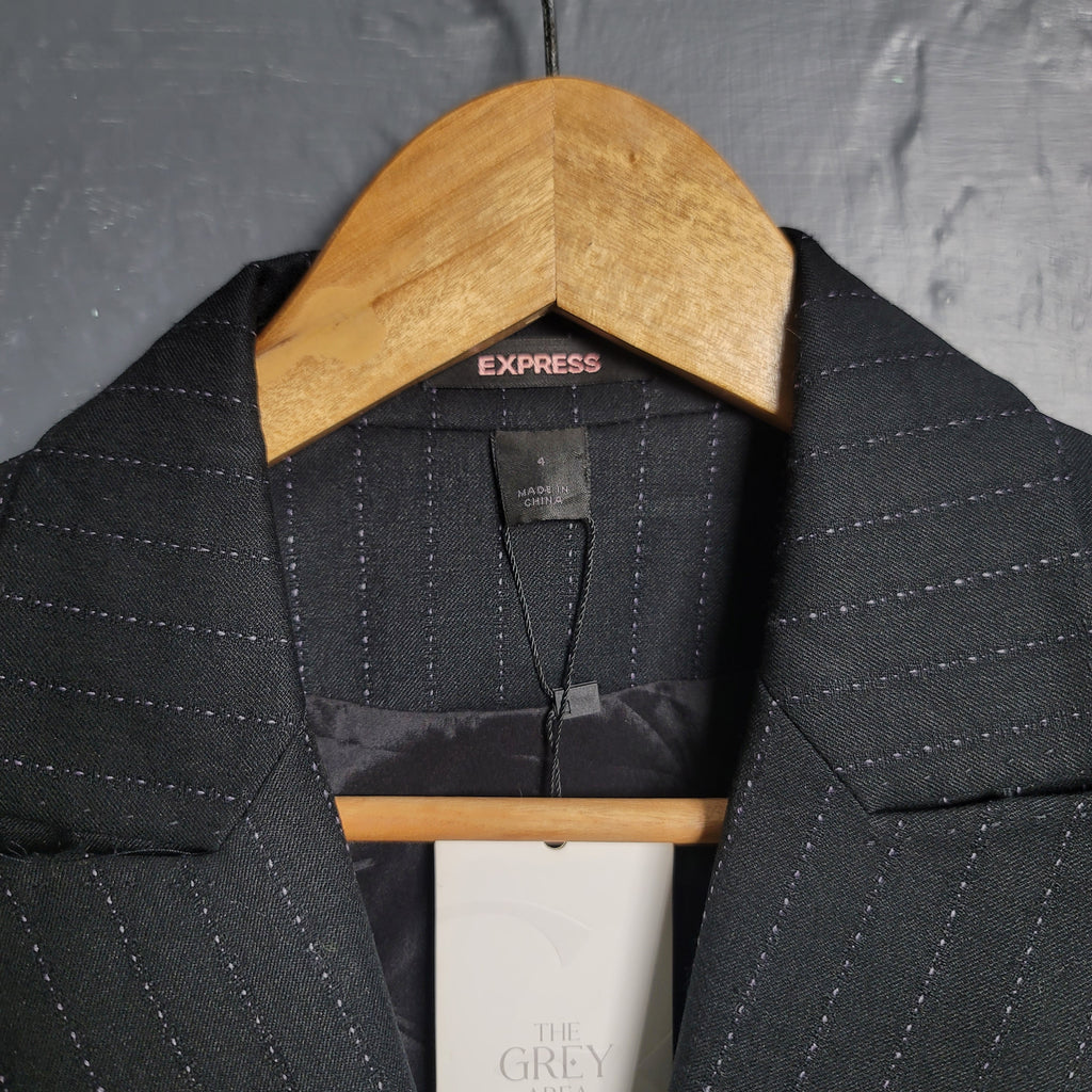 Express Design Studio Black Pinstriped Blazer Jacket - THE GREY AREA