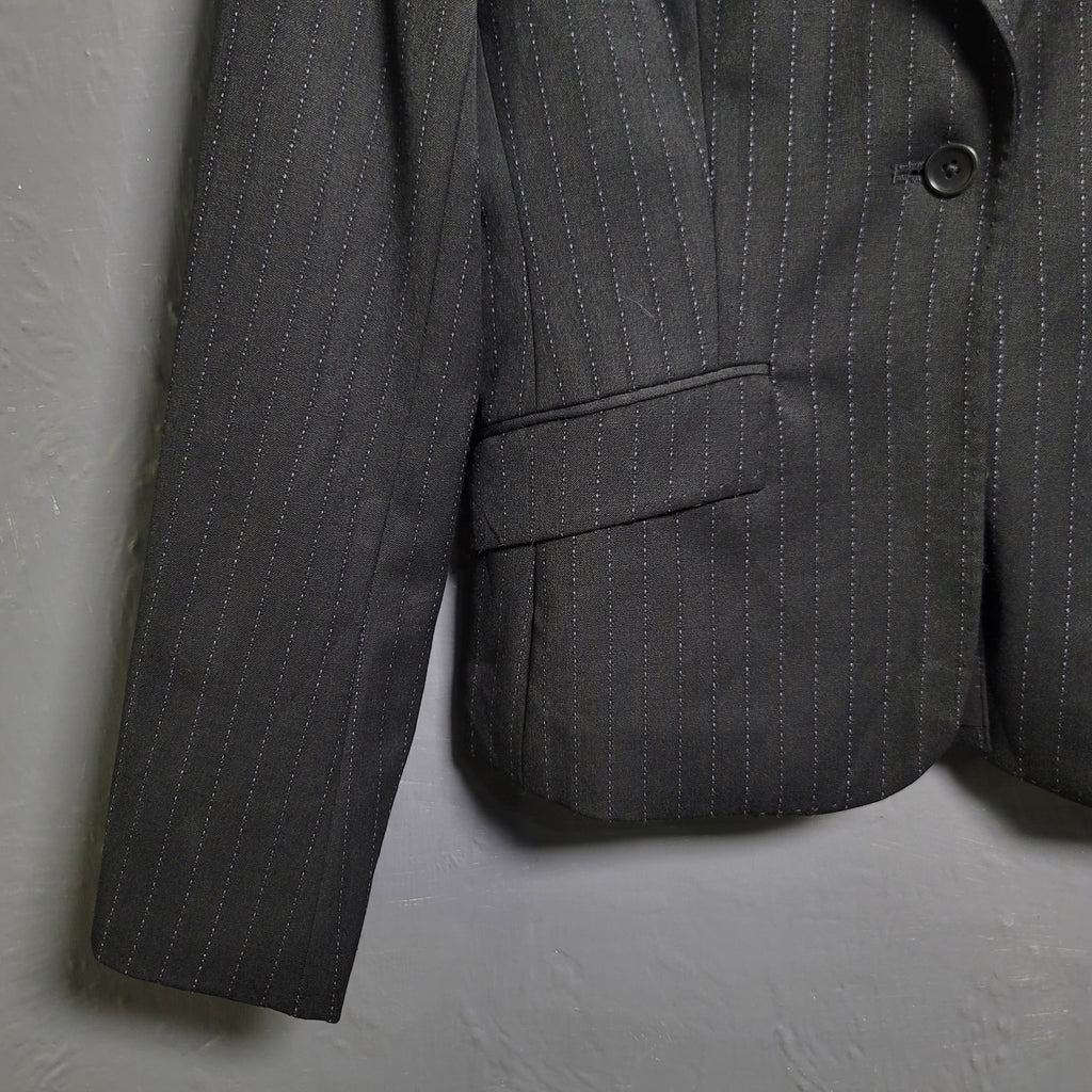 Express Design Studio Black Pinstriped Blazer Jacket - THE GREY AREA