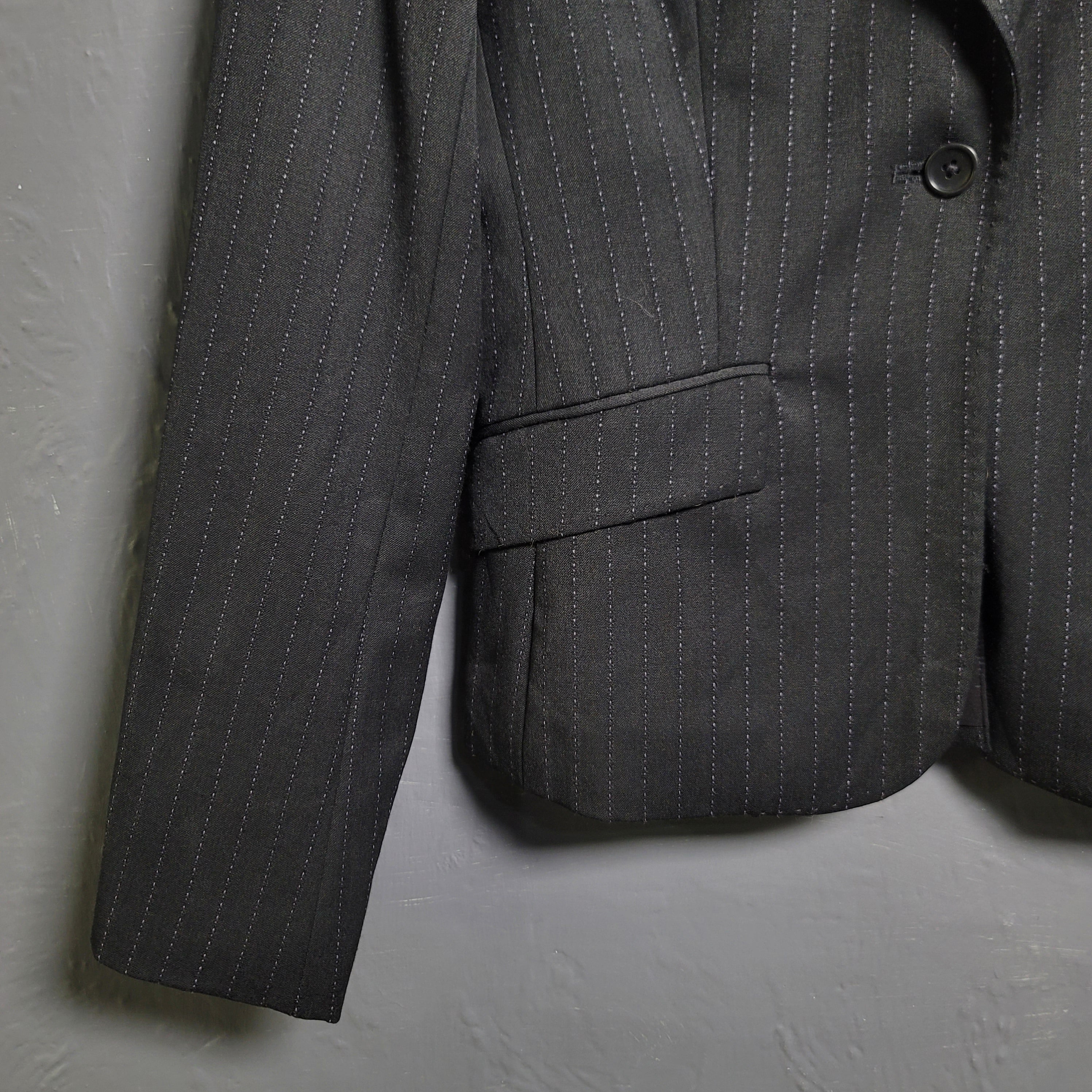 Express Design Studio Black Pinstriped Blazer Jacket - THE GREY AREA