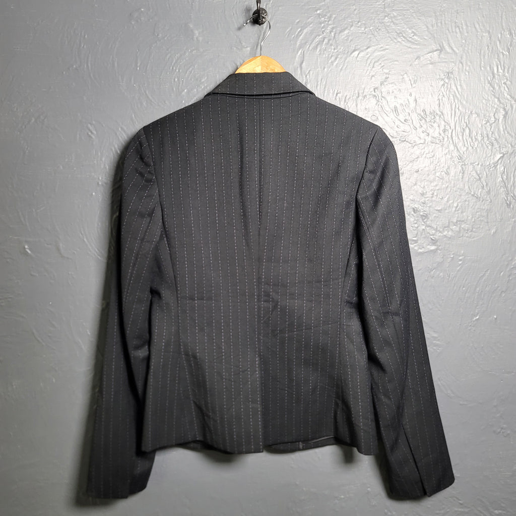 Express Design Studio Black Pinstriped Blazer Jacket - THE GREY AREA