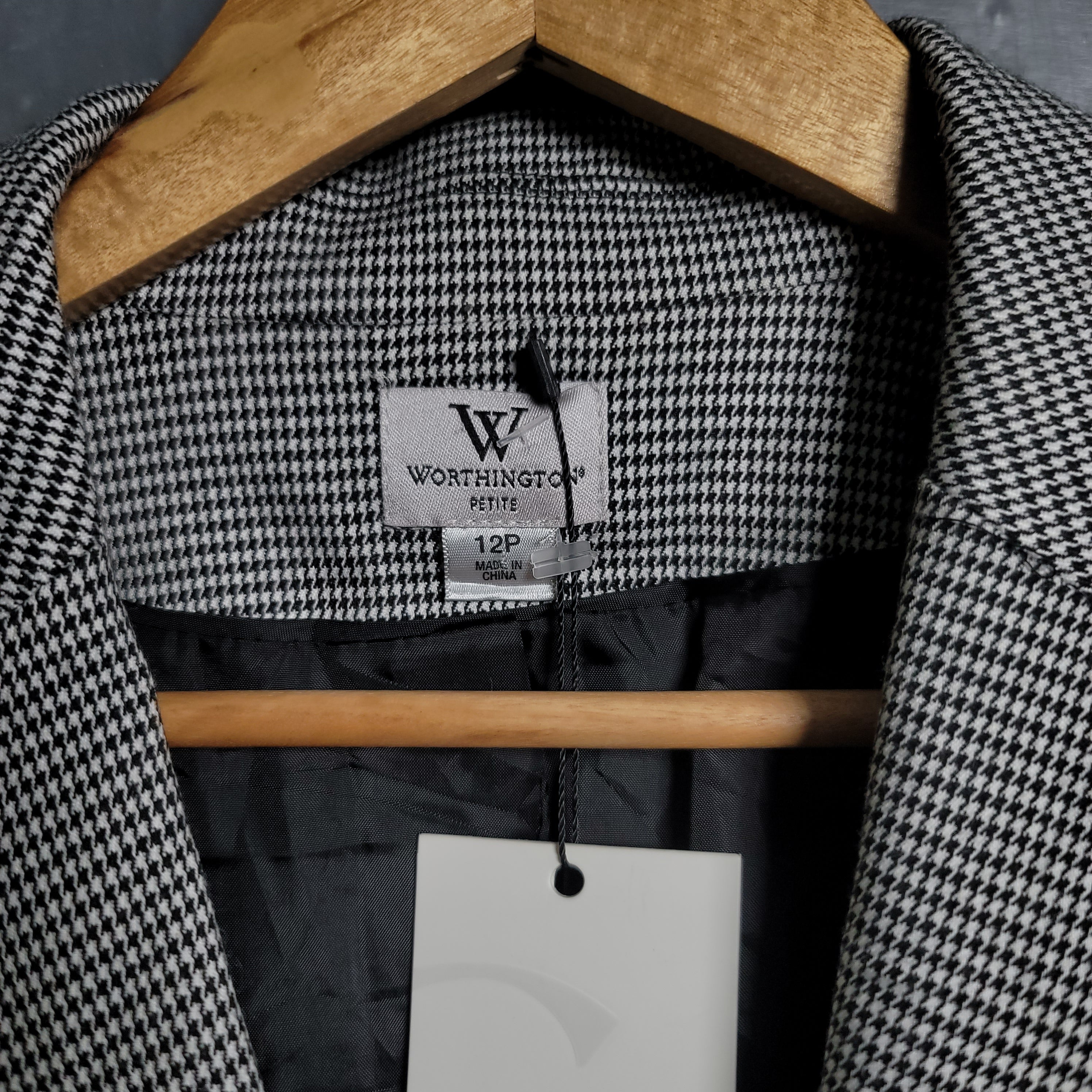 Women's Worthington Houndstooth Blazer Jacket - THE GREY AREA