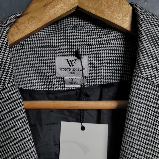 Women's Worthington Houndstooth Blazer Jacket - THE GREY AREA