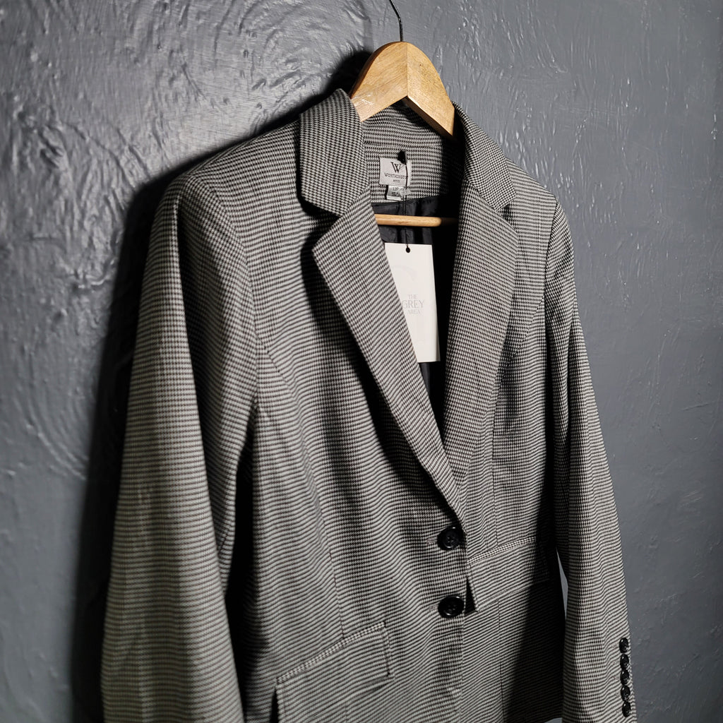 Women's Worthington Houndstooth Blazer Jacket - THE GREY AREA