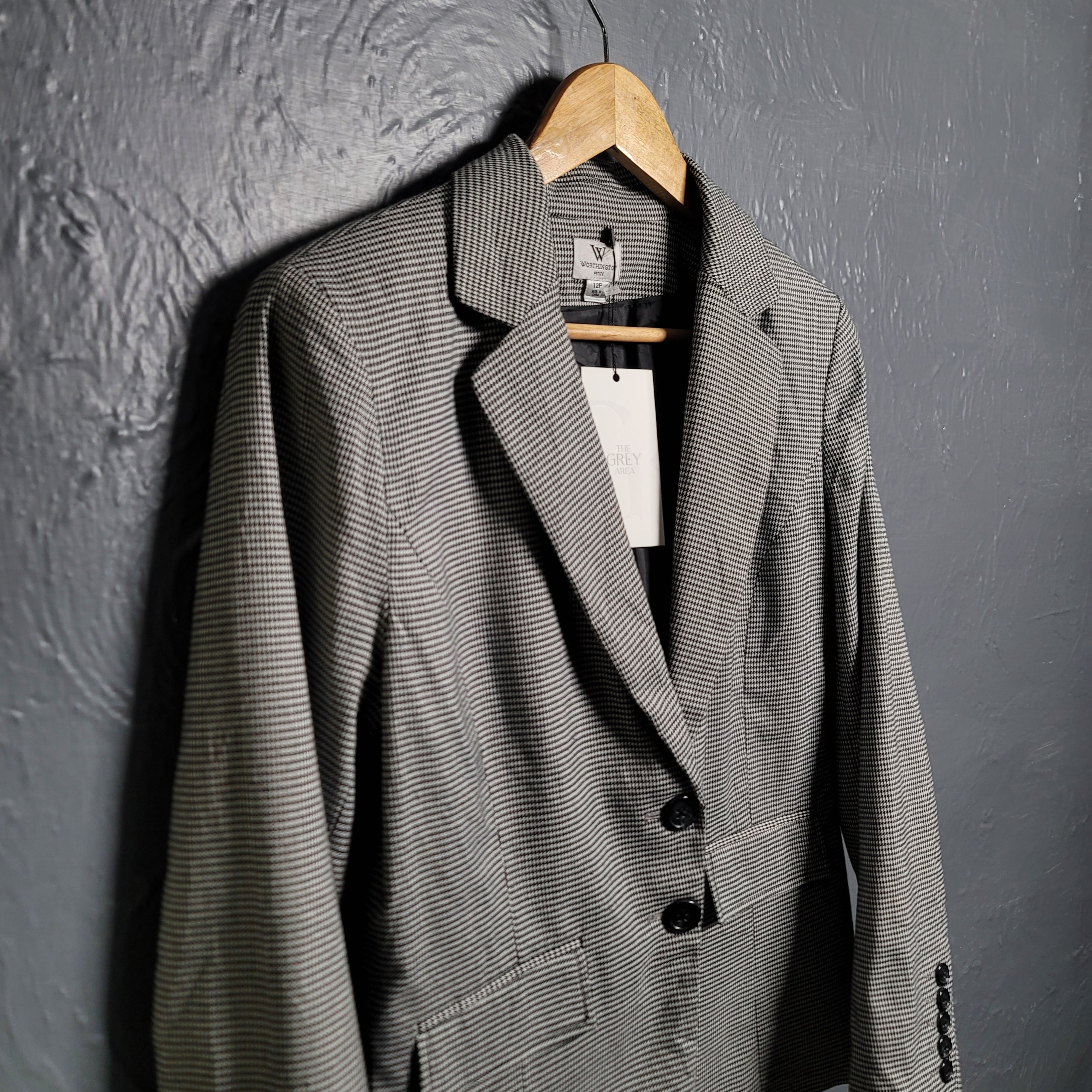 Women's Worthington Houndstooth Blazer Jacket - THE GREY AREA