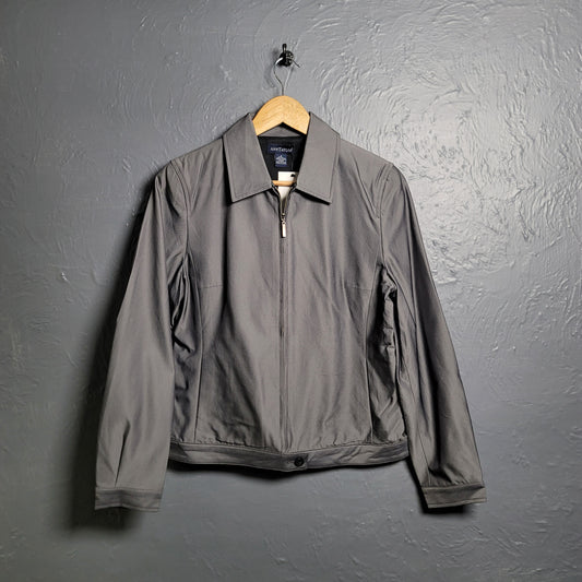 Women's Ann Taylor Metallic Grey Windbreaker Jacket - THE GREY AREA