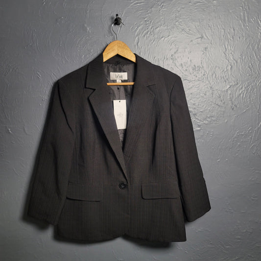 Women's Le Suit Jet Black Blazer Jacket Fully Lined Waistline - THE GREY AREA