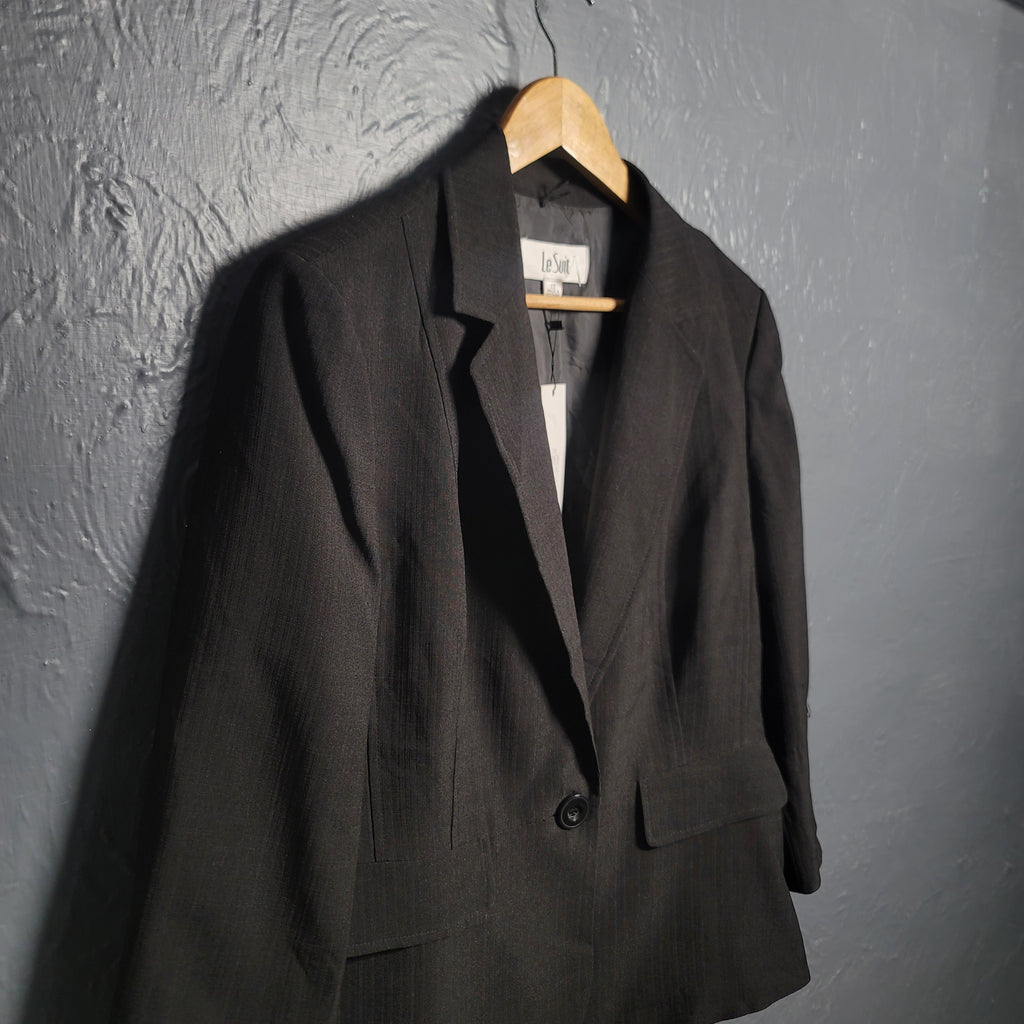 Women's Le Suit Jet Black Blazer Jacket Fully Lined Waistline - THE GREY AREA