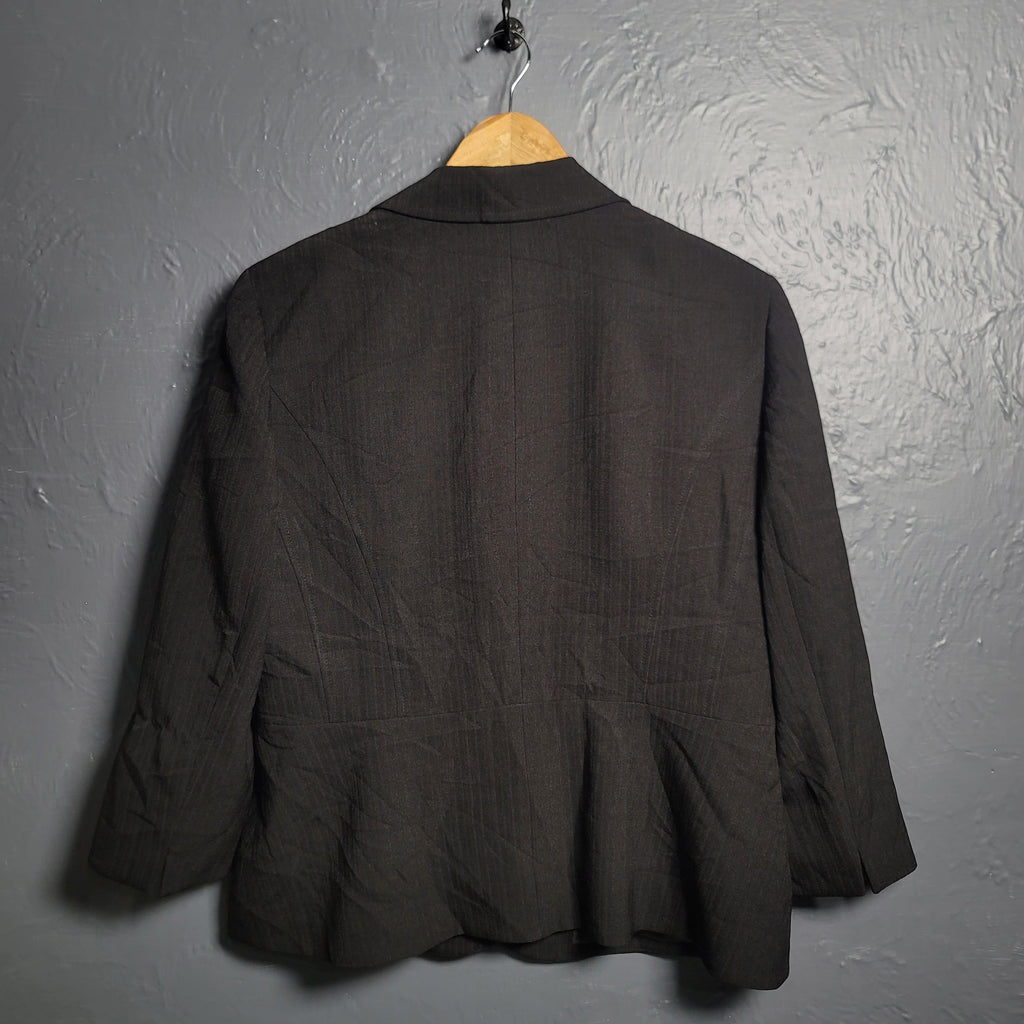 Women's Le Suit Jet Black Blazer Jacket Fully Lined Waistline - THE GREY AREA