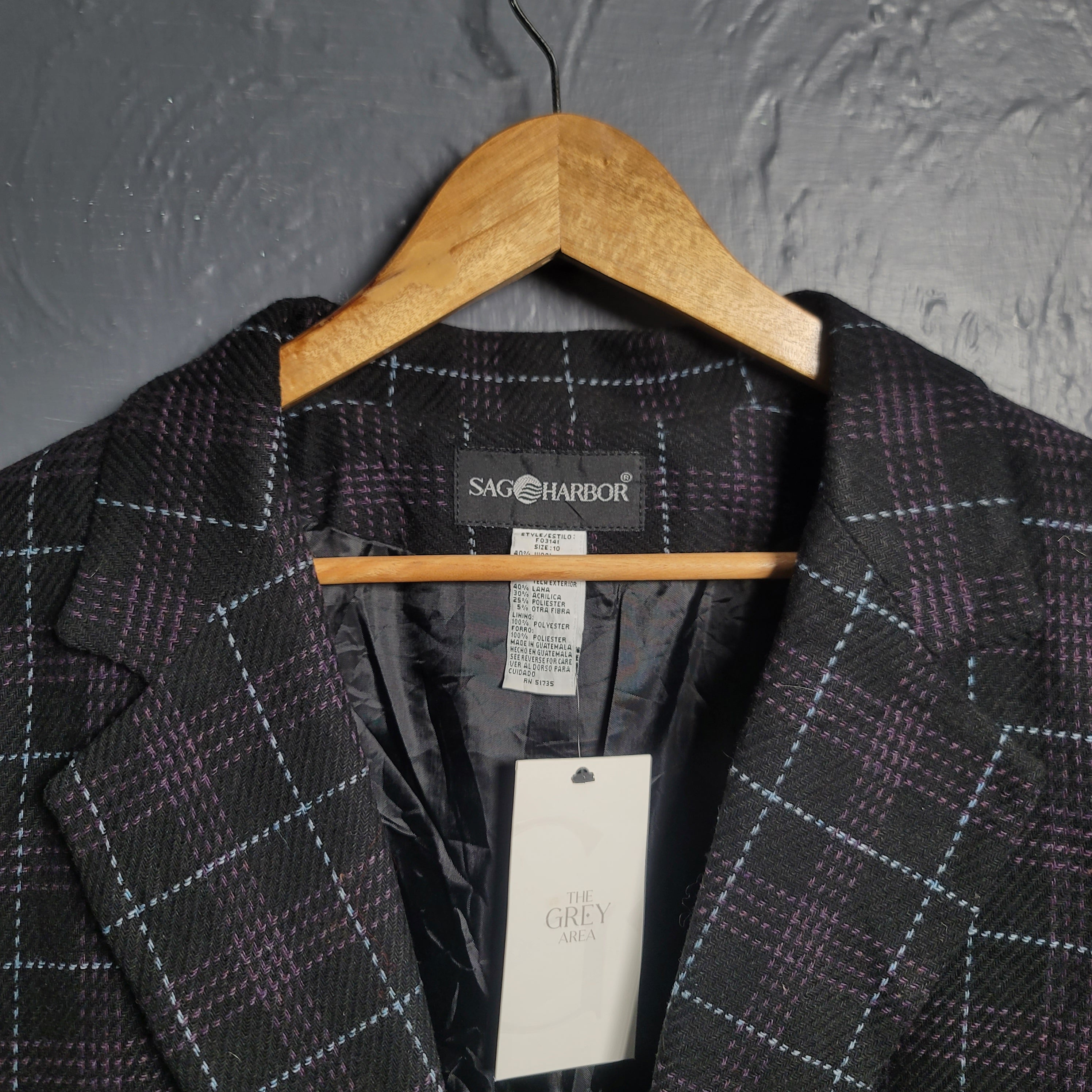 Women's Vintage Sag Harbor Oversized Blazer Jacket Wool Blend - THE GREY AREA