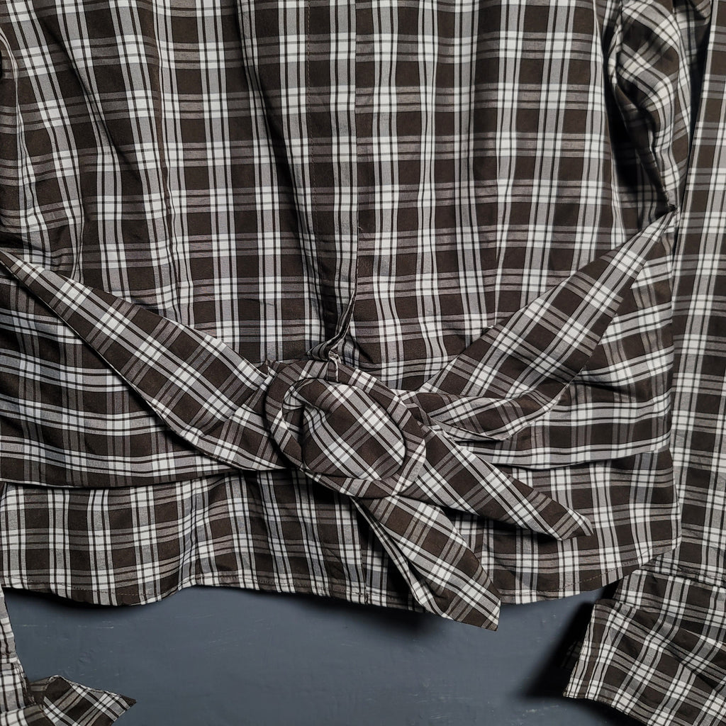 Women's MSK checkered plaid blazer with belt and buckle - THE GREY AREA