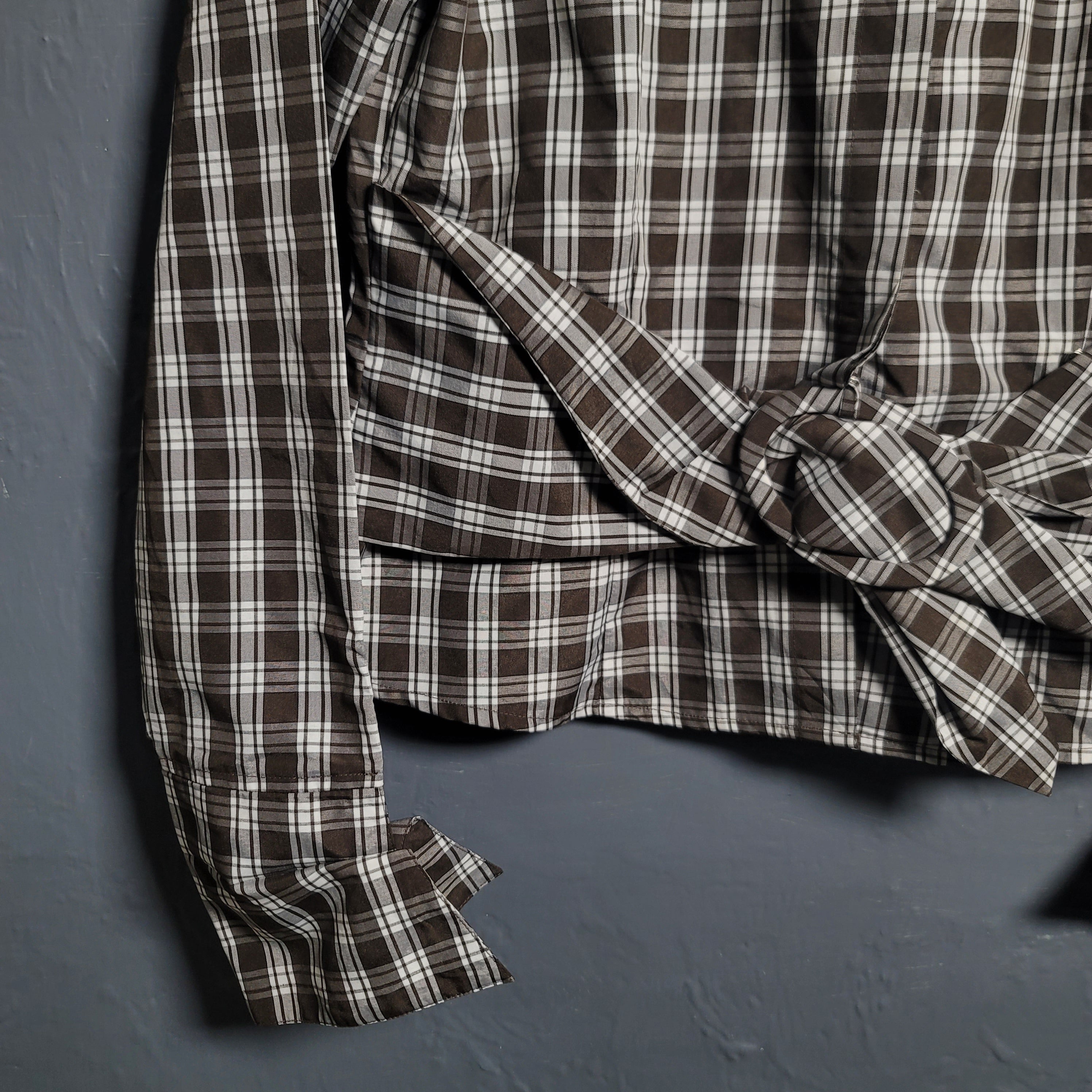 Women's MSK checkered plaid blazer with belt and buckle - THE GREY AREA