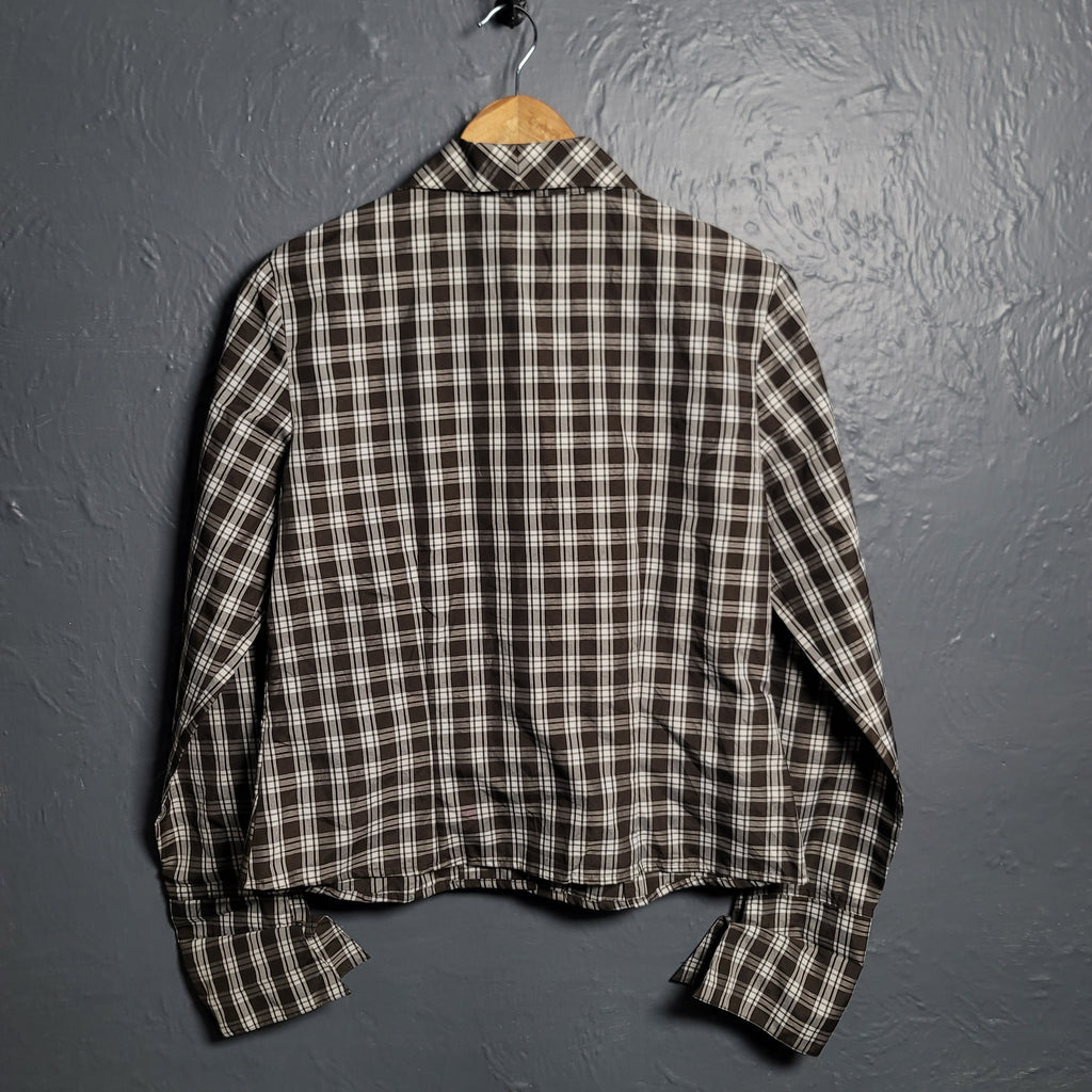 Women's MSK checkered plaid blazer with belt and buckle - THE GREY AREA