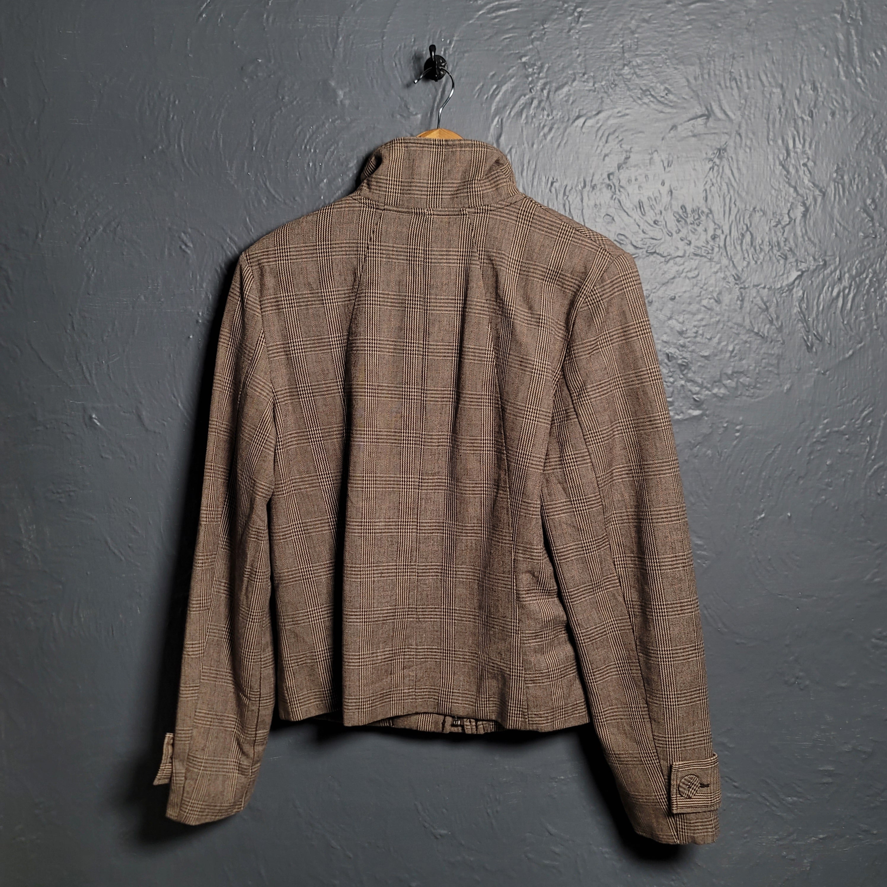 Women's Merona Brown Checks Pattern Jacket Coat - THE GREY AREA