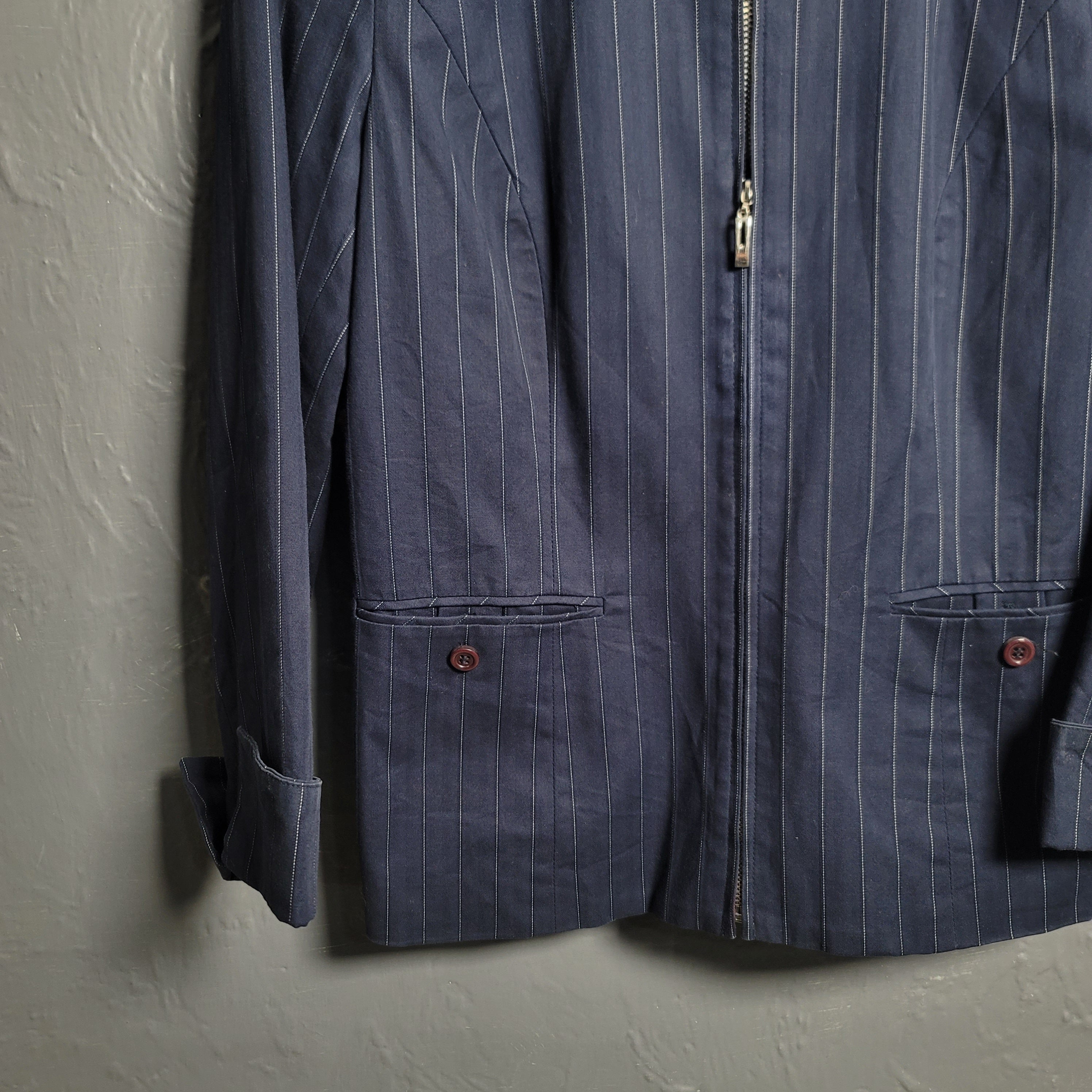 Women's Evan Picone Jacket Blazer Navy Blue with White Pinstripe Stretchable - THE GREY AREA