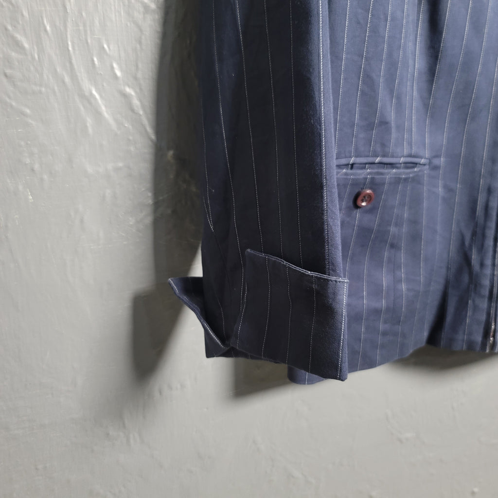 Women's Evan Picone Jacket Blazer Navy Blue with White Pinstripe Stretchable - THE GREY AREA