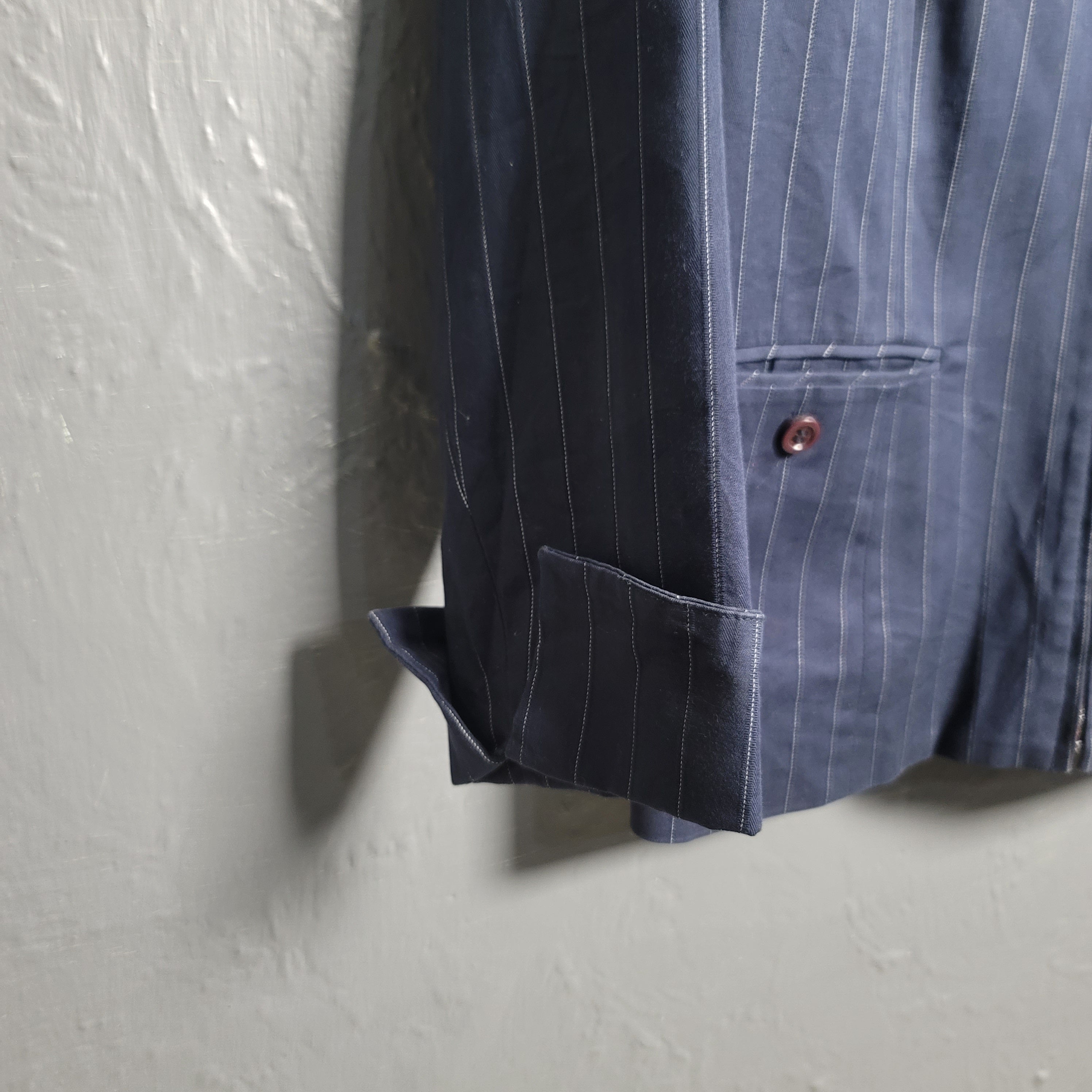 Women's Evan Picone Jacket Blazer Navy Blue with White Pinstripe Stretchable - THE GREY AREA