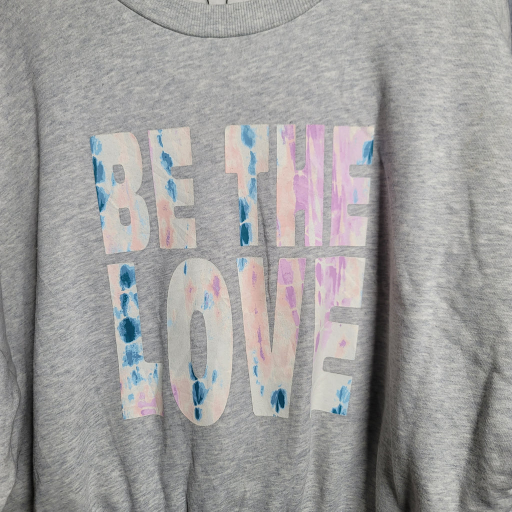 Women's Old Navy Heather Gray "Be The Love" Cropped Sweatshirt - THE GREY AREA