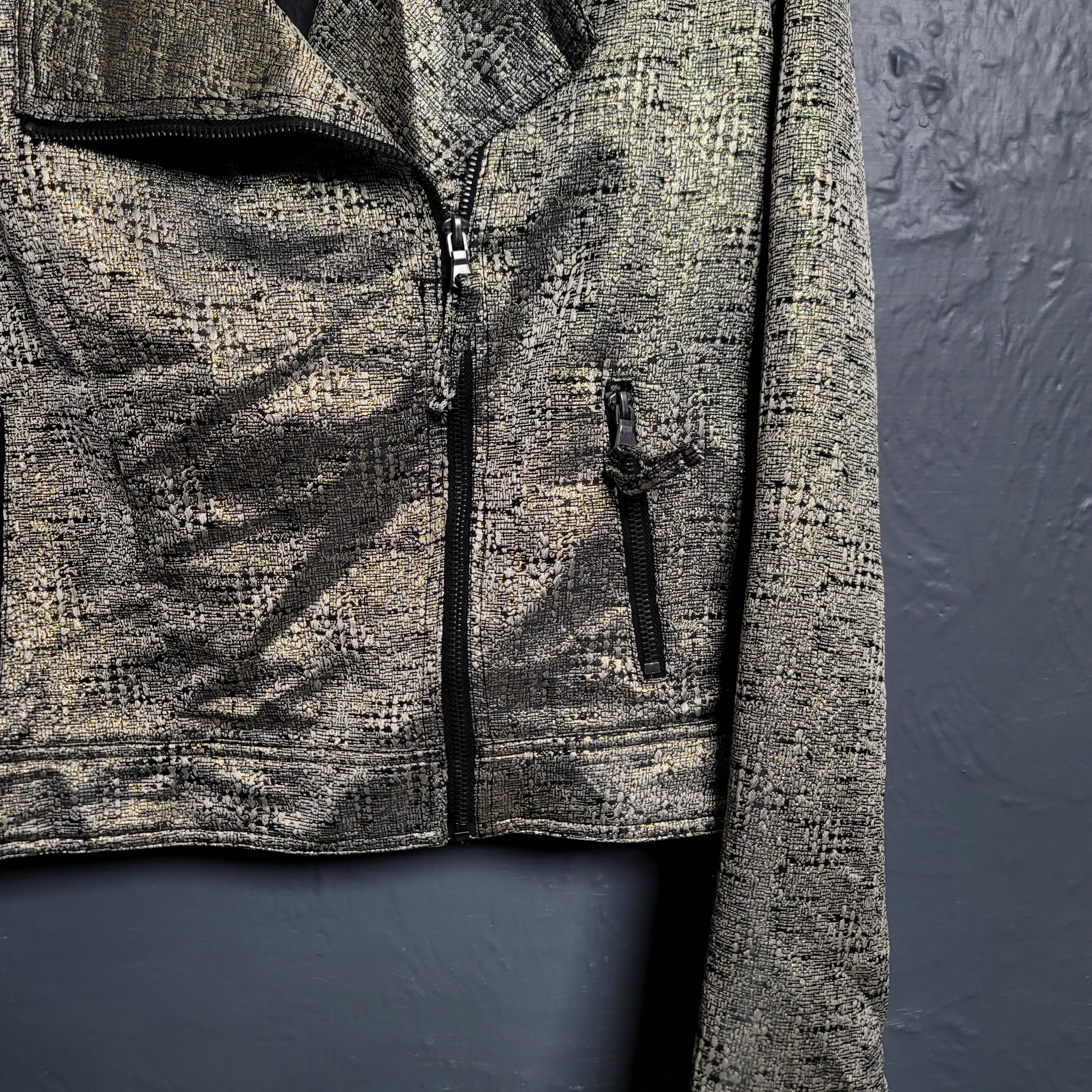 Women's Forever 21 Gold Faux Leather Biker Jacket - THE GREY AREA