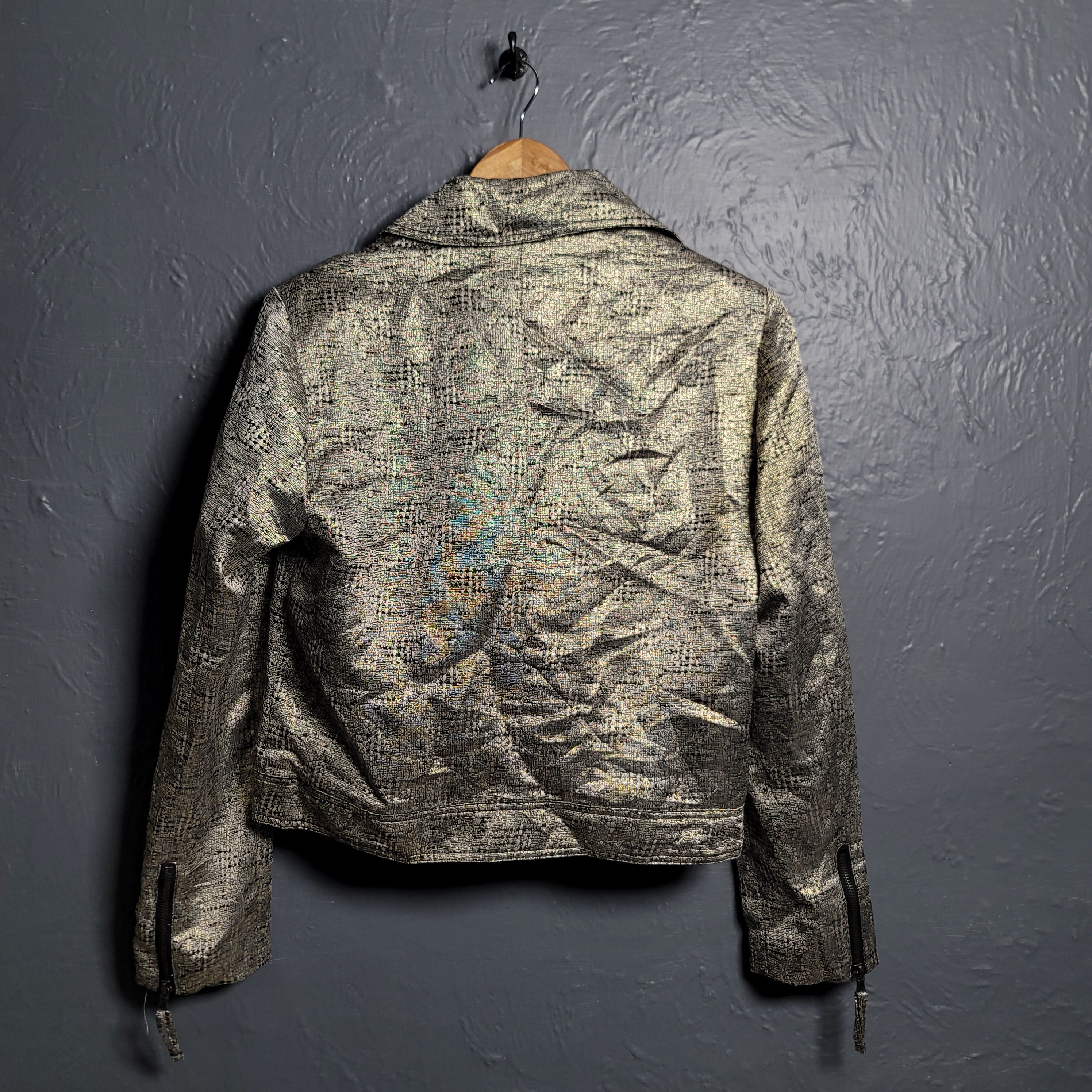 Women's Forever 21 Gold Faux Leather Biker Jacket - THE GREY AREA