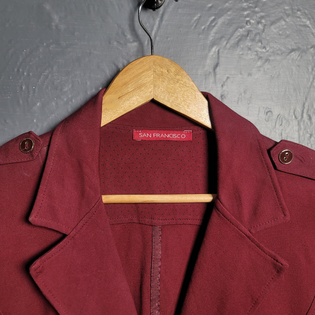 Women's Burgundy Red Wine Blazer Jacket 4 button front - THE GREY AREA