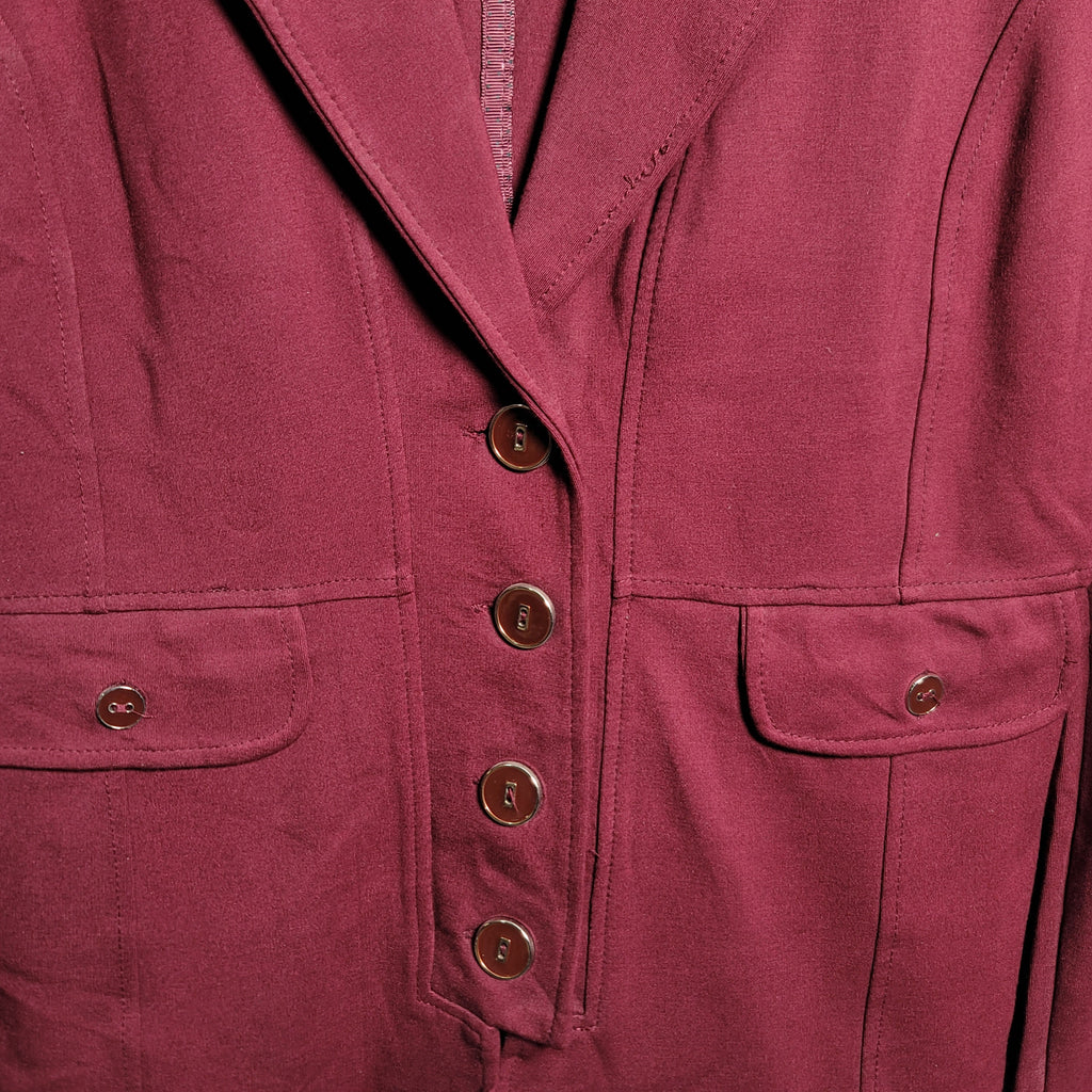 Women's Burgundy Red Wine Blazer Jacket 4 button front - THE GREY AREA