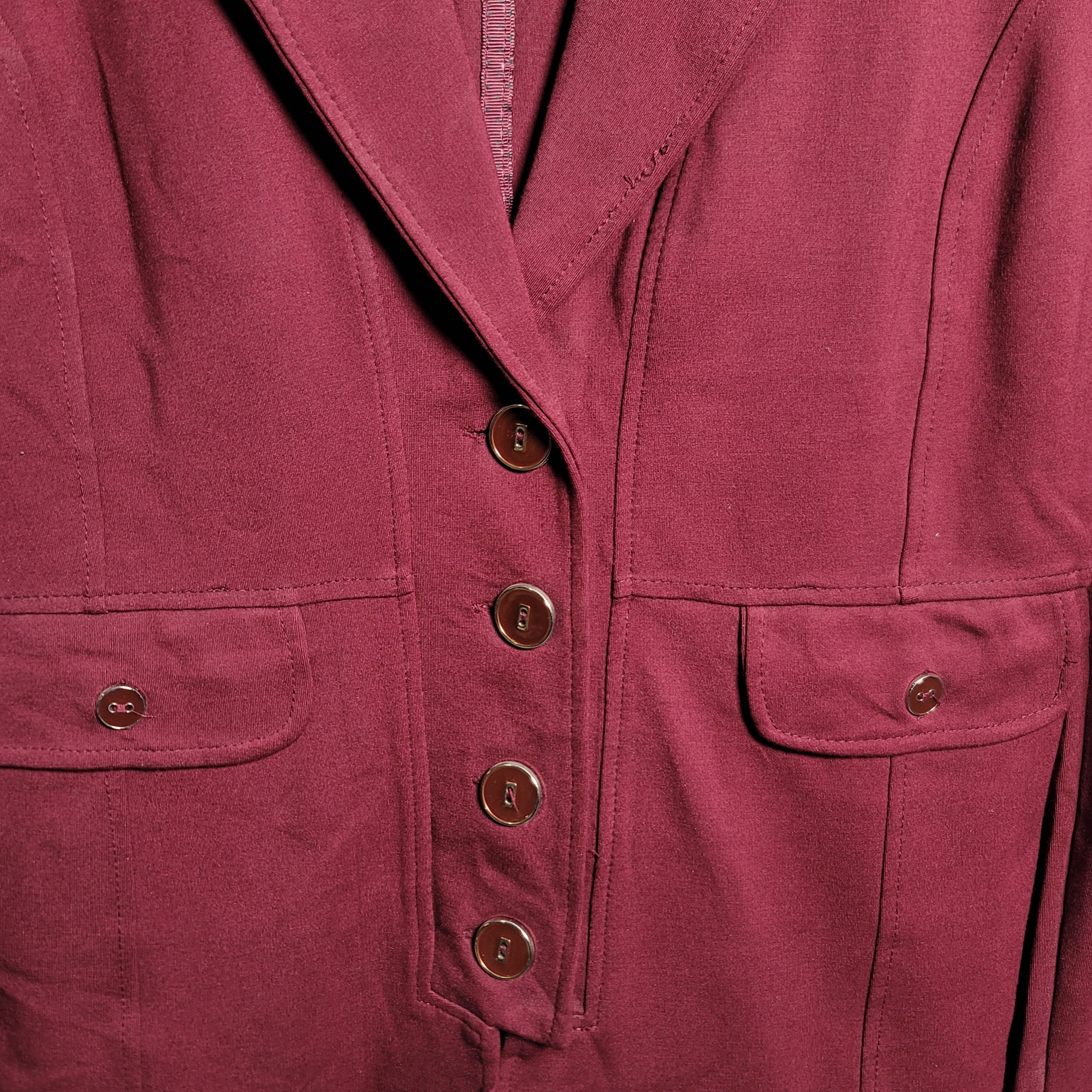 Women's Burgundy Red Wine Blazer Jacket 4 button front - THE GREY AREA