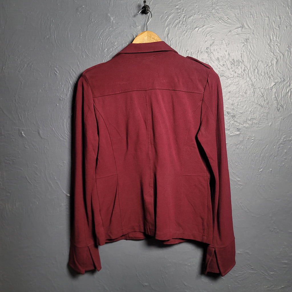 Women's Burgundy Red Wine Blazer Jacket 4 button front - THE GREY AREA