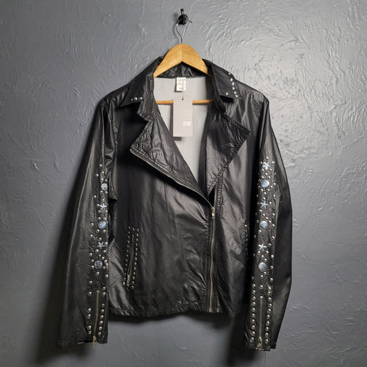 Women's Lightweight Leather Feel Punk Rock Biker Jacket - THE GREY AREA