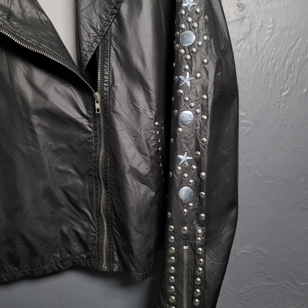 Women's Lightweight Leather Feel Punk Rock Biker Jacket - THE GREY AREA