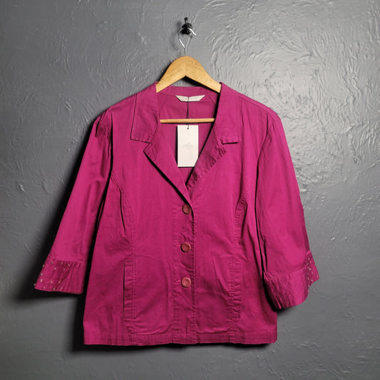 Erin London Hot Pink Blazer with studs sleeve cuffs - THE GREY AREA